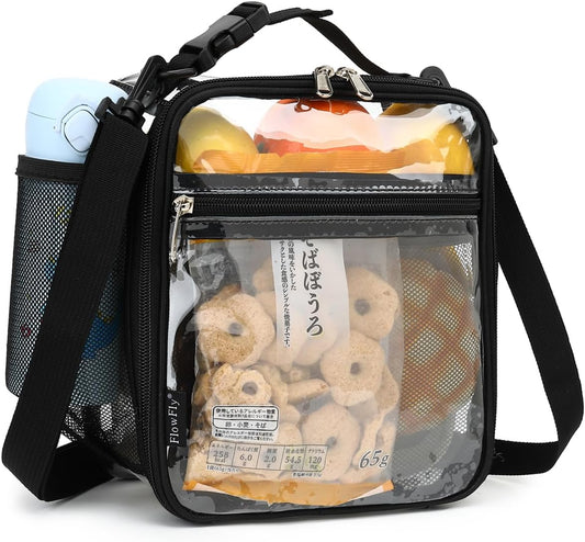 FlowFly Kids Lunch box Insulated Soft Bag Mini Cooler Back to School Thermal Meal Tote Kit for Girls, Boys, Clear