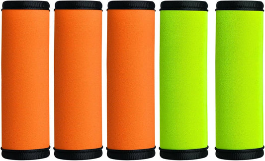 HEYSKAY 5pcs Neoprene Luggage Handle Wrap for Suitcase Identifier Travel Bag Wraps Luggage ID Tags Door Handle Protection Sleeve Cover (Orange/Green)