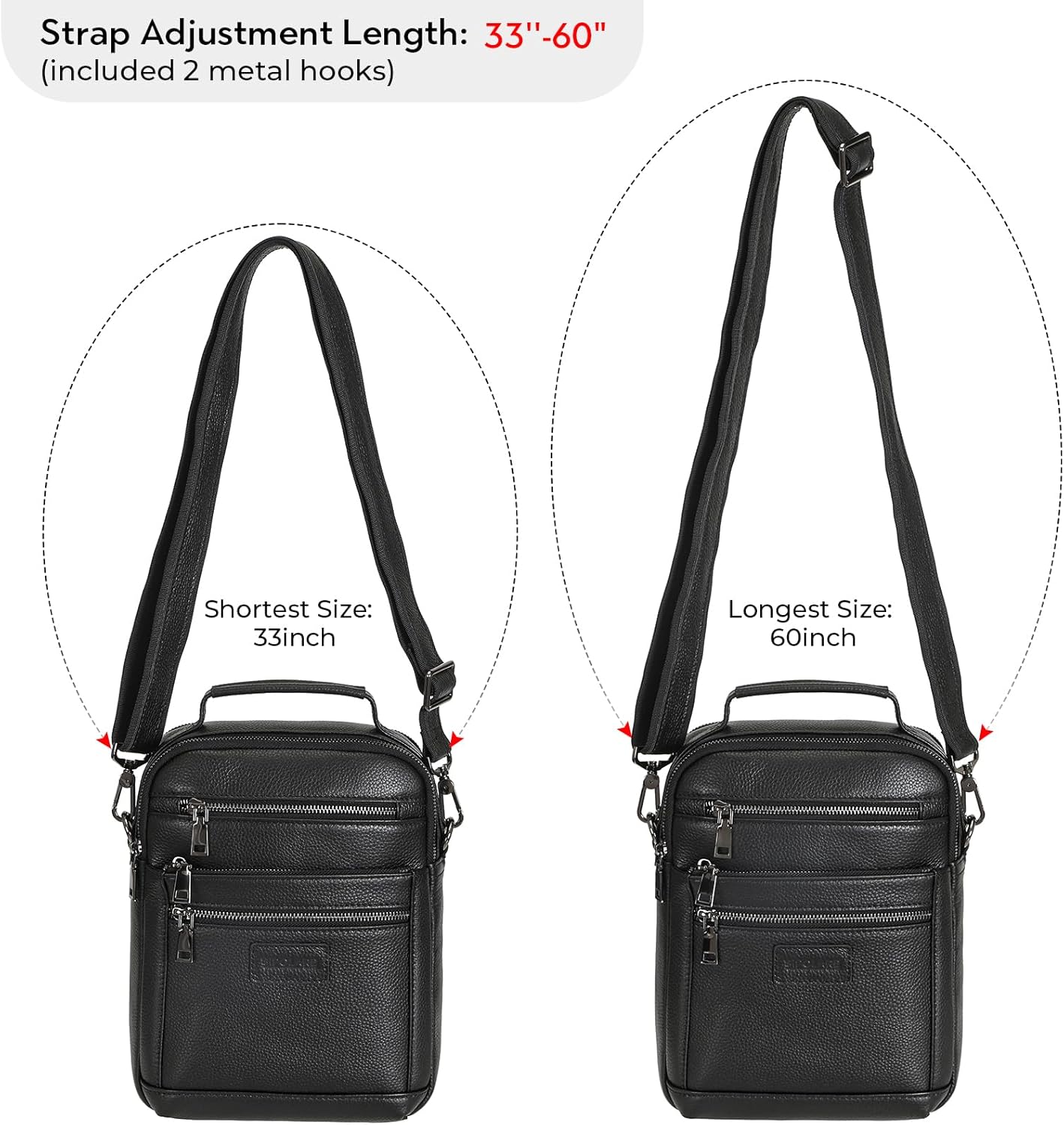 Polare Italian Full Grain Leather Messenger Bag Vintage Chest Shoulder Crossbody Bag Casual Sling Business Handbag for Men