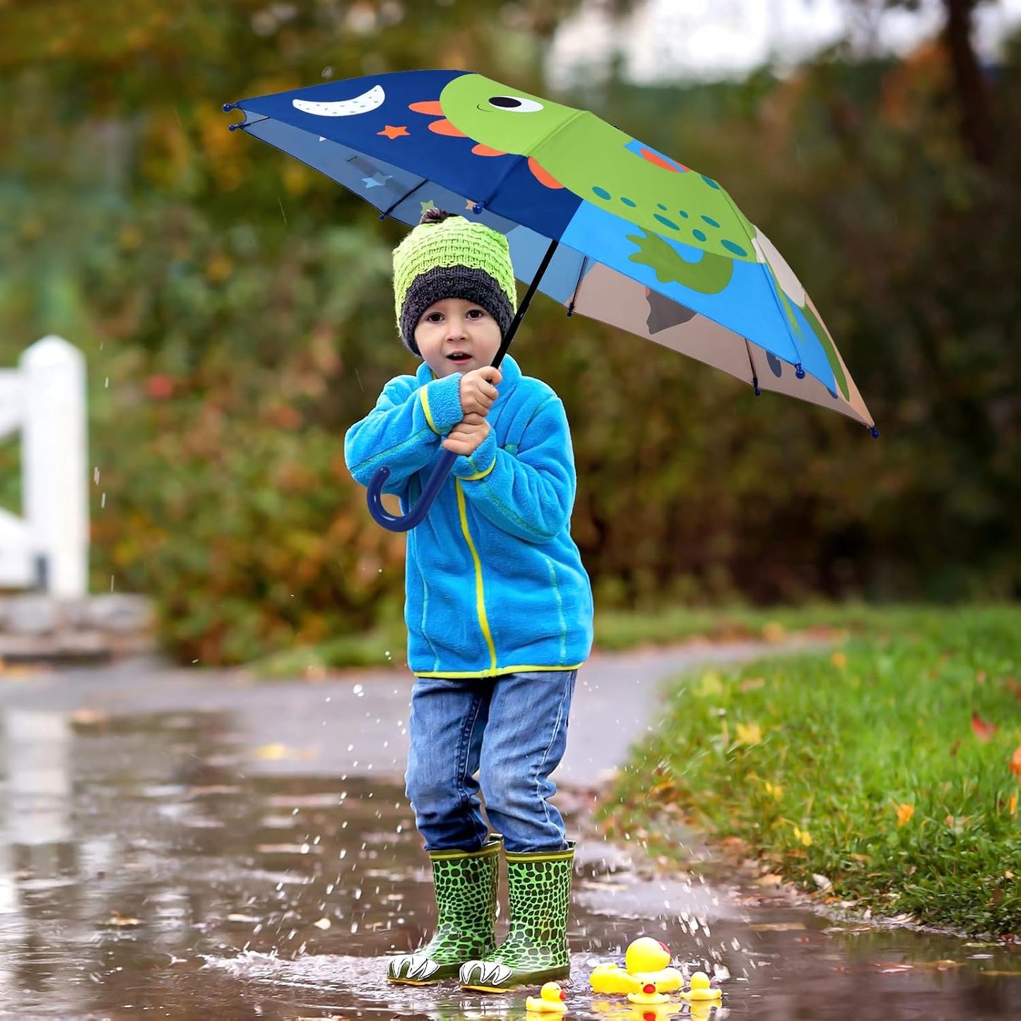 Kids Umbrella, Safety Windproof Umbrella with Easy-Grip Hook Handle for Toddler Girls and Boys