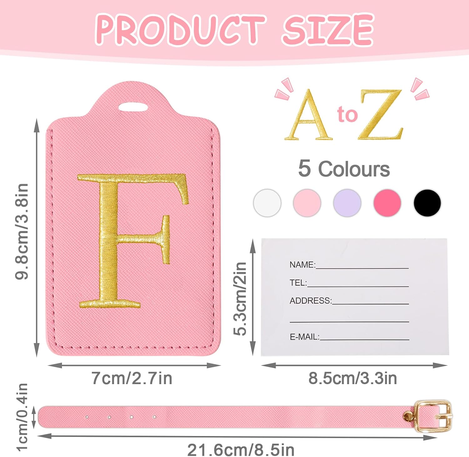Initial Letter Luggage Tags for Suitcases, Embroidered Monogrammed Suitcase Luggage Identifier Name