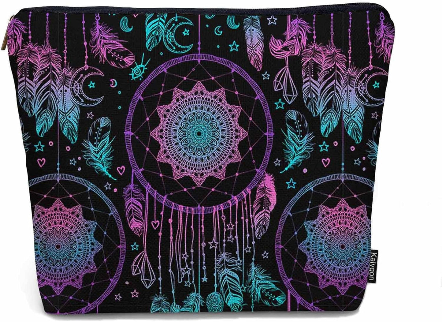 Dream Catcher Cosmetic Travel Bag For Toiletries, Native American Style Dreamcatcher Feathers Makeup Bag Toiletry Bags For Women, Flax Cosmetic Bags Make Up Bag Purse Toiletries Bag