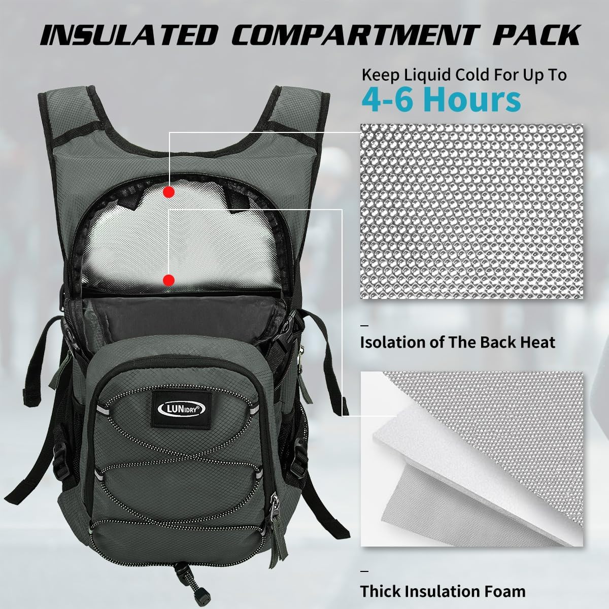Hydration Backpack with 3L Water Bladder, Insulated Running Hydration Pack Hydropack, Lightweight Water Backpack for Hiking Cycling Camping Biking for Men Women