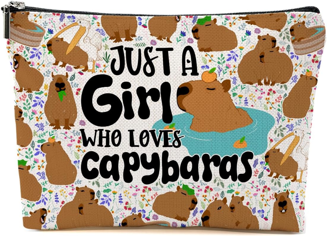 Funny Capybara Makeup Bag, Capybara Gifts for Women, Capybara Lovers Cosmetic Bag Travel Organizer Bags Makeup Pouch, Capybara Stuff Animal Lovers Gifts for Girls Daughter Christmas birthday Gifts