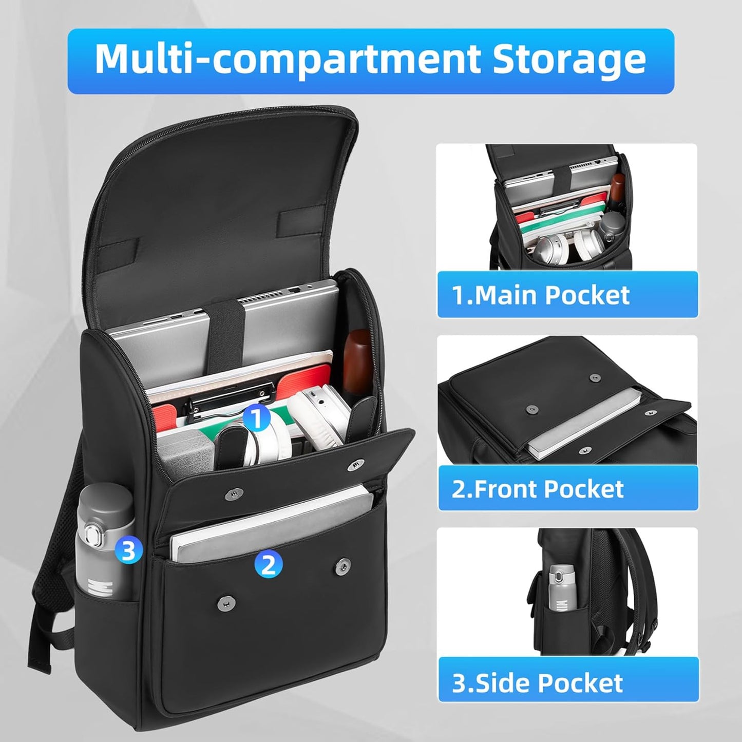 Vintage Laptop Backpack for Men & Women - 15.6 Inch Travel Backpack - Waterproof Business & College Backpacks - Casual Daypacks for Work & Office