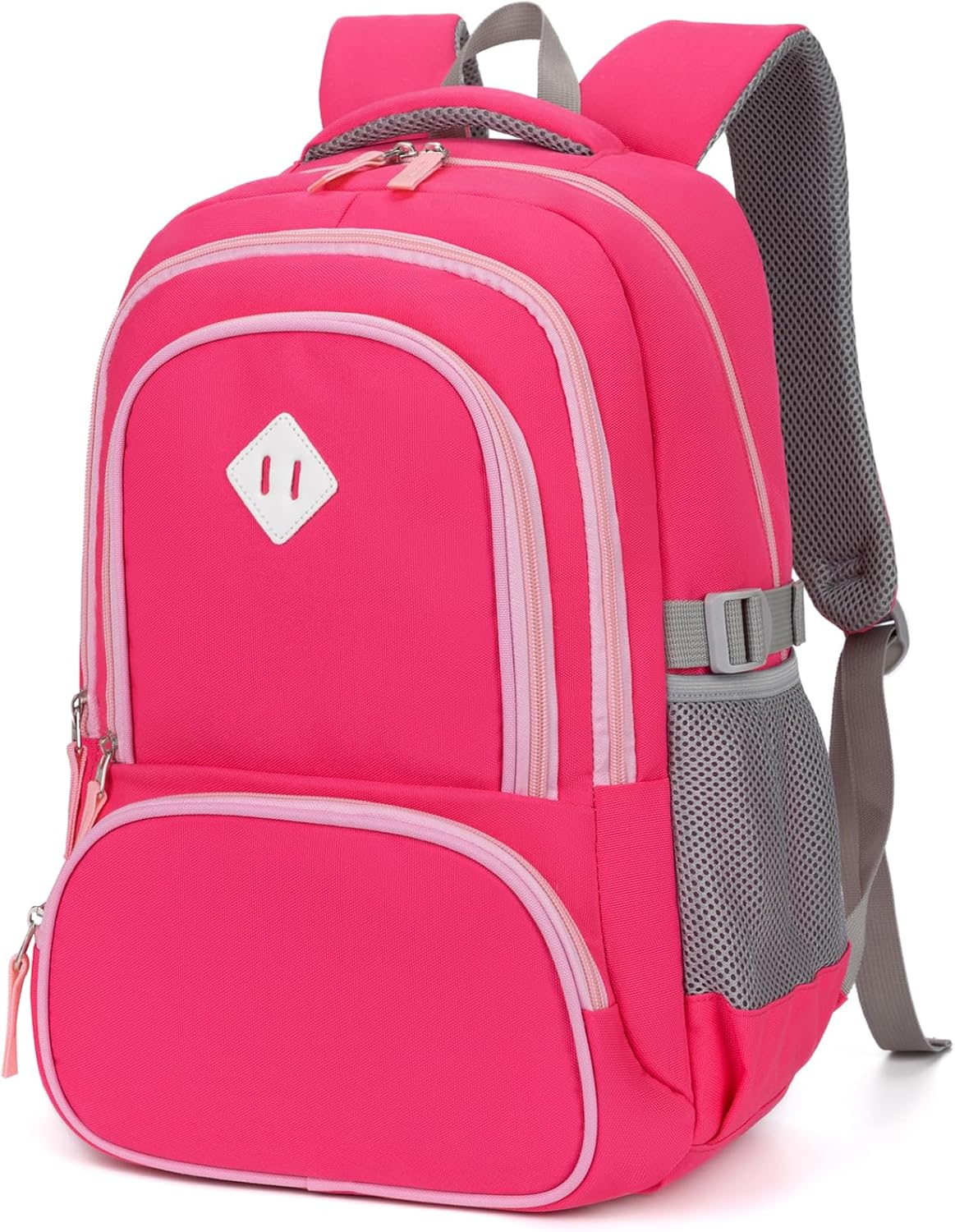 Kids Backpack for Girls Elementary School Backpacks for Child 17 Inch Lightweight Middle School Bookbag for Teens with Chest Strap, Pink