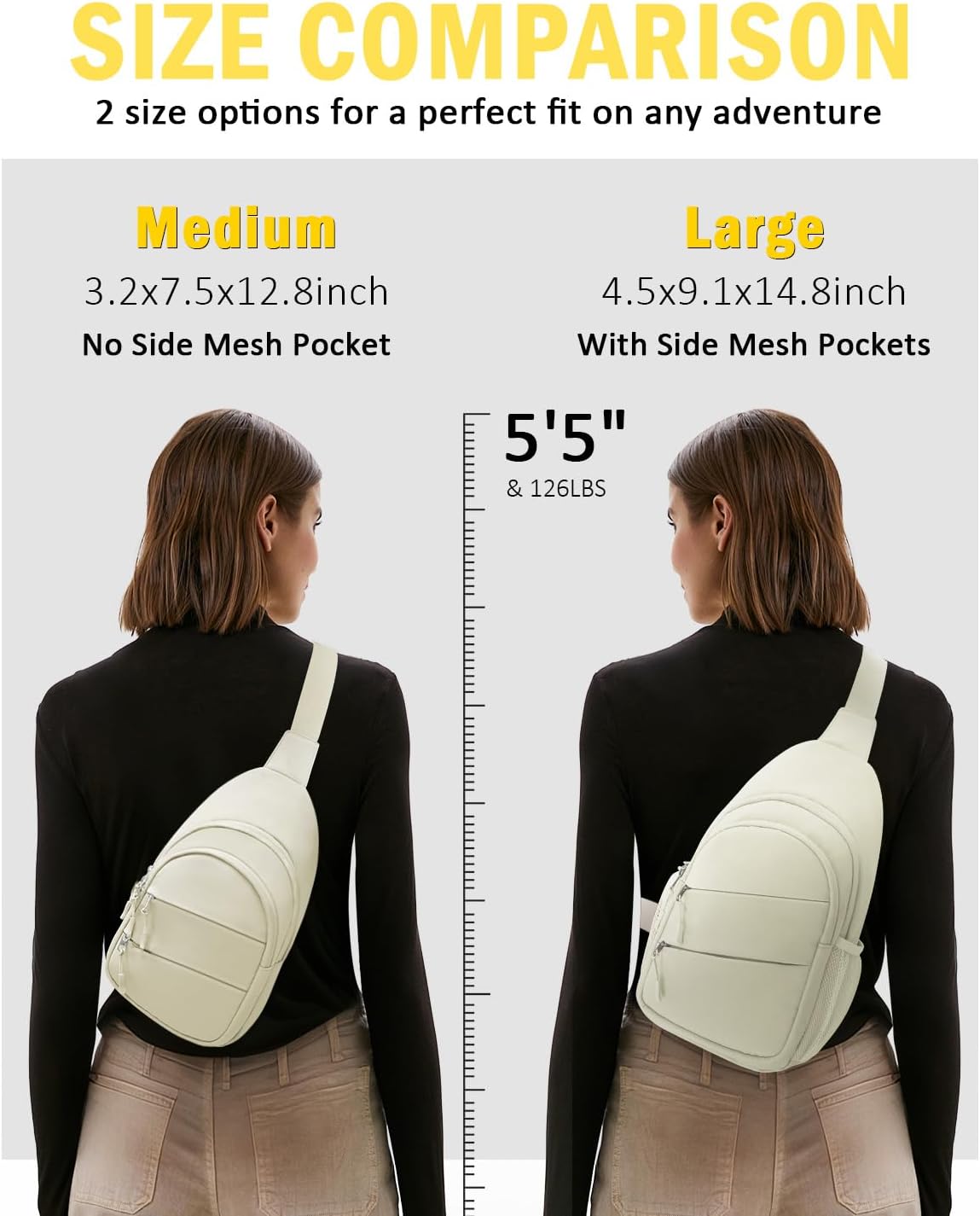 Crossbody Bags for Women, Sling Bag for Men, Small Hiking Backpack Anti Theft Lightweight for Outdoors Travel (M, Beige)