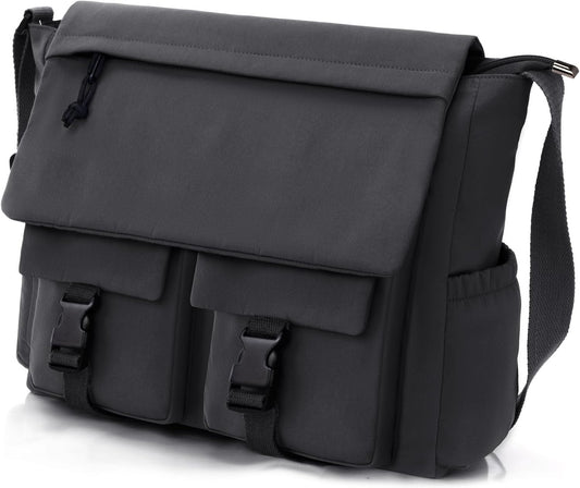 Travel Messenger Bag for Women Men: Durable Canvas Crossbody Handbag with Adjustable Strap Lightweight Laptop Purse