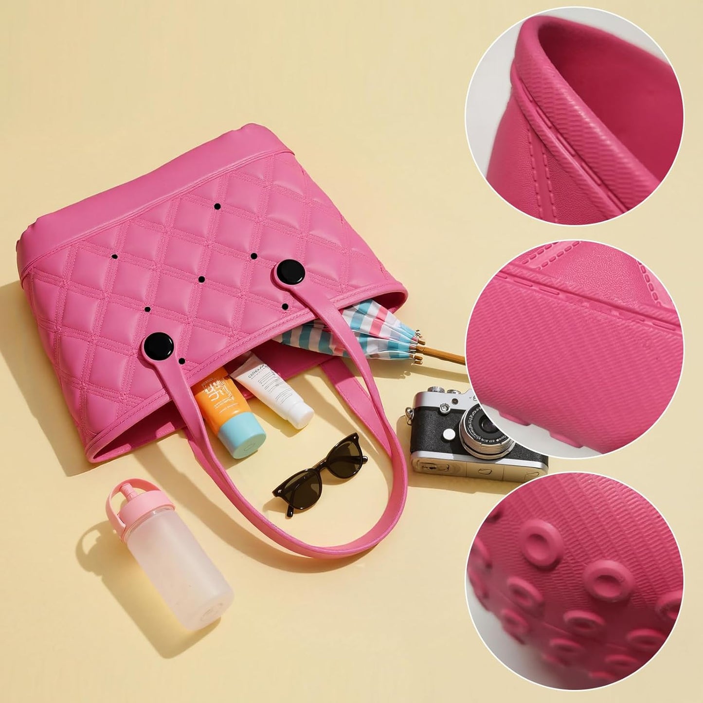 Large Beach Bag, Waterproof Sandproof Rubber Tote Bag for Women, for Travel, Pool, Boat, Groceries