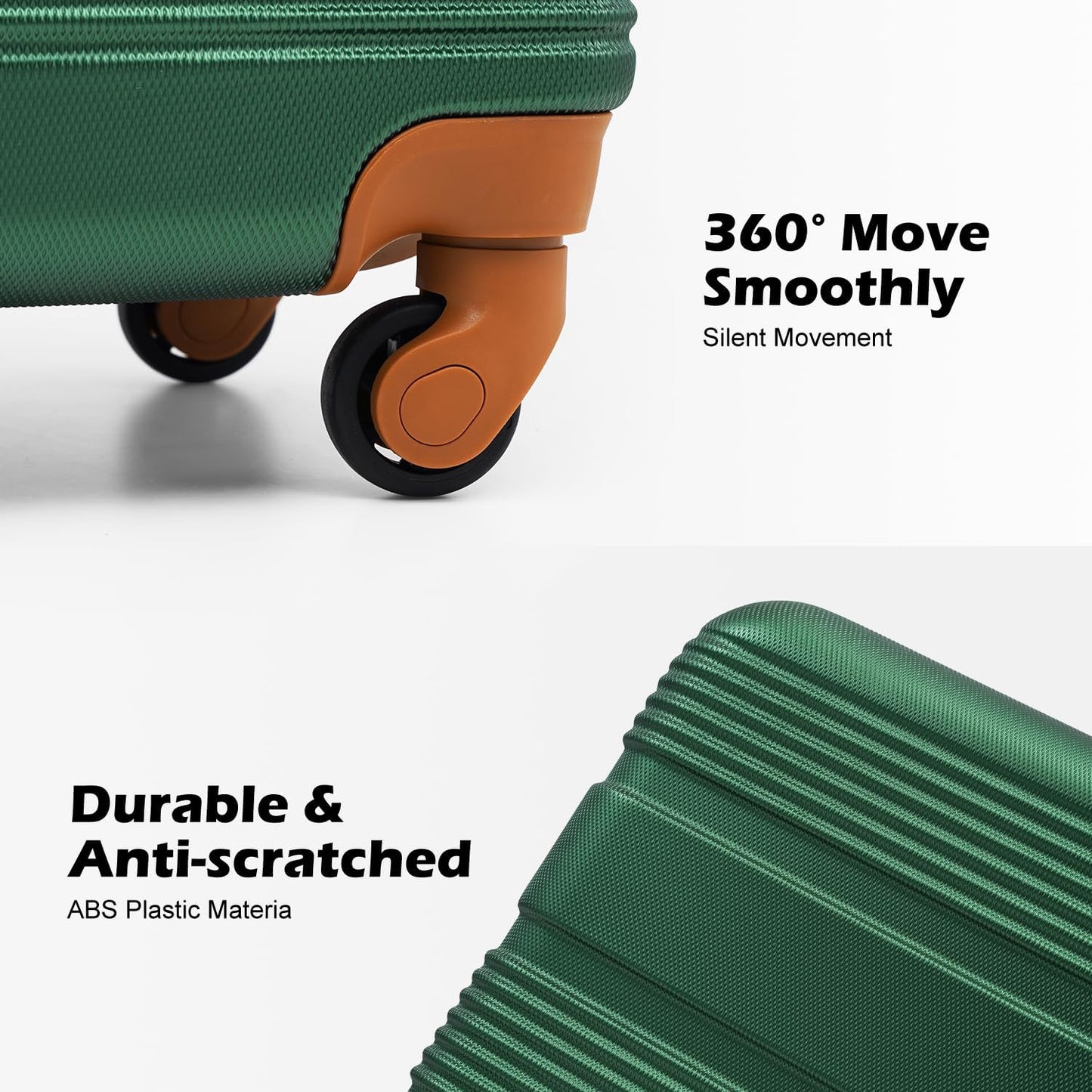 LONG VACATION 3 Piece Carry On Luggage 20 Inch Suitcase with Spinner Wheels, ABS+PC Hardshell