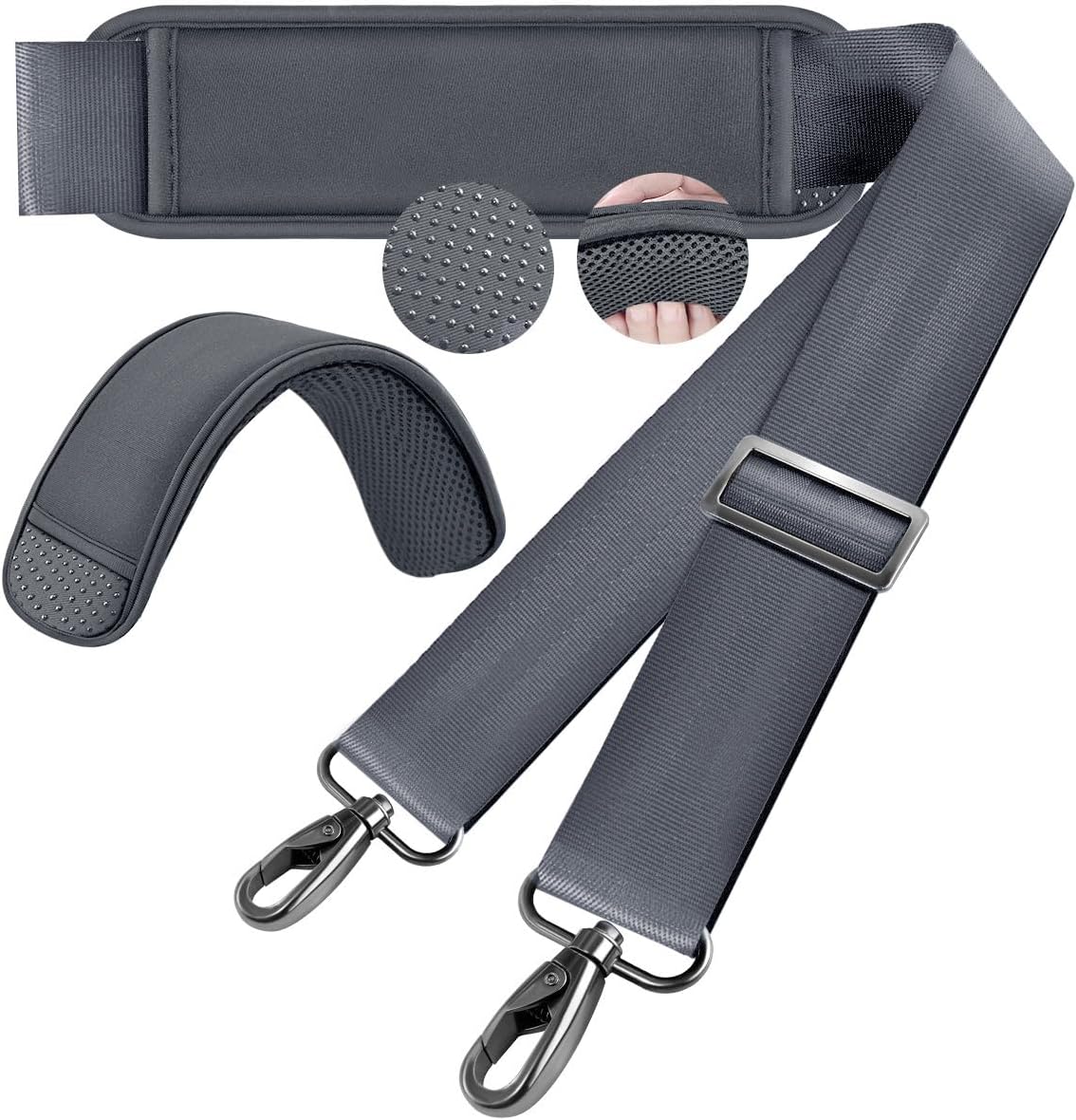 60 Inch Shoulder Strap, Ultra-Thick and Padded with Metal Swivel Hooks for Laptop Messenger and Crossbody Canvas Bags