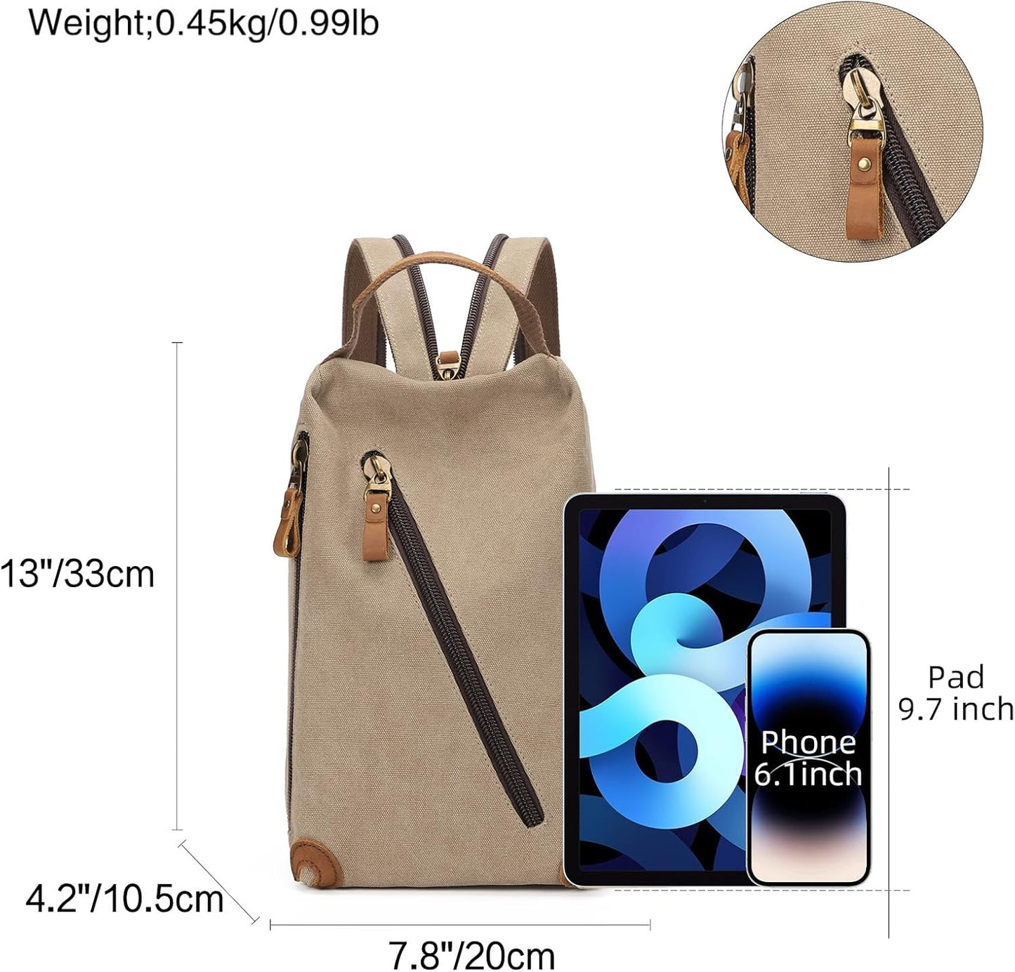KL928 Canvas Sling Bag Crossbody Bags Small Backpack Pack Travel Purse Convertible Purses for Women Men