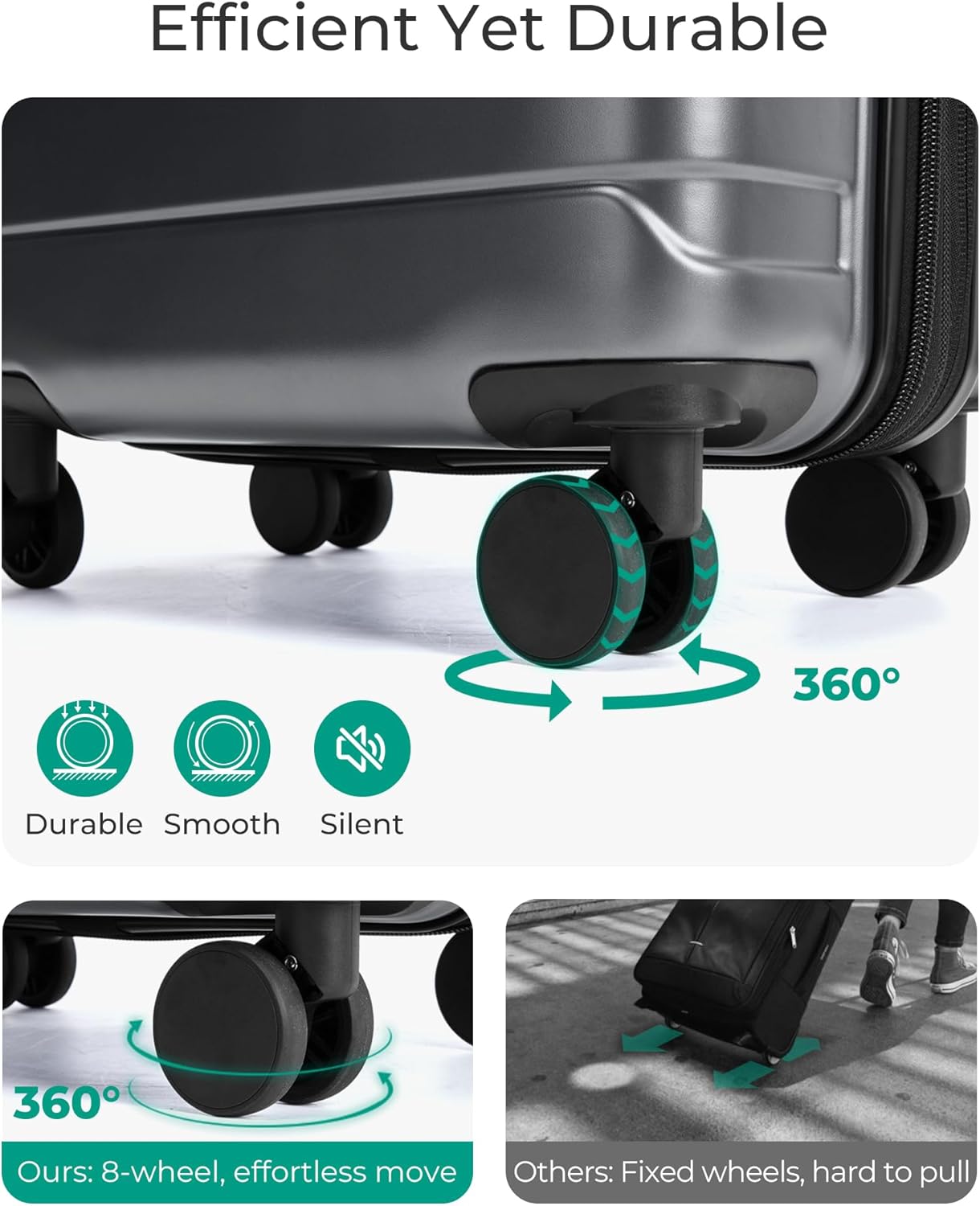 BAGSMART Carry On Luggage 22x14x9 Airline Approved with Spinner Wheels,Lightweight 20 Inch Luggage with TSA Lock,Expandable Hard Shell Carry On Suitcases for Men Women,Gray