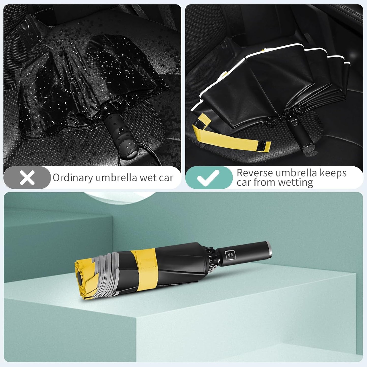 Yoobure Windproof Travel Umbrella - Automatic Umbrellas for Rain, Compact Folding Umbrella with UV Protection, Lightweight Portable Design for Backpack/Walking/Car, Sun & Storm Ready