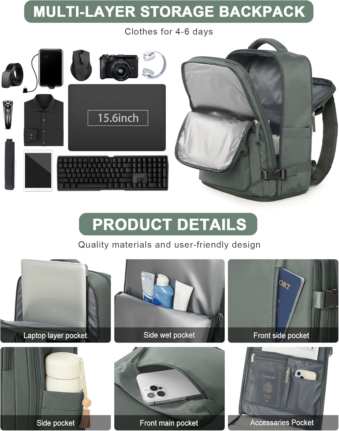 VGCUB Carry on Travel Backpack for Women Men Large Laptop Gym Work Frontier Airlines Personal Item