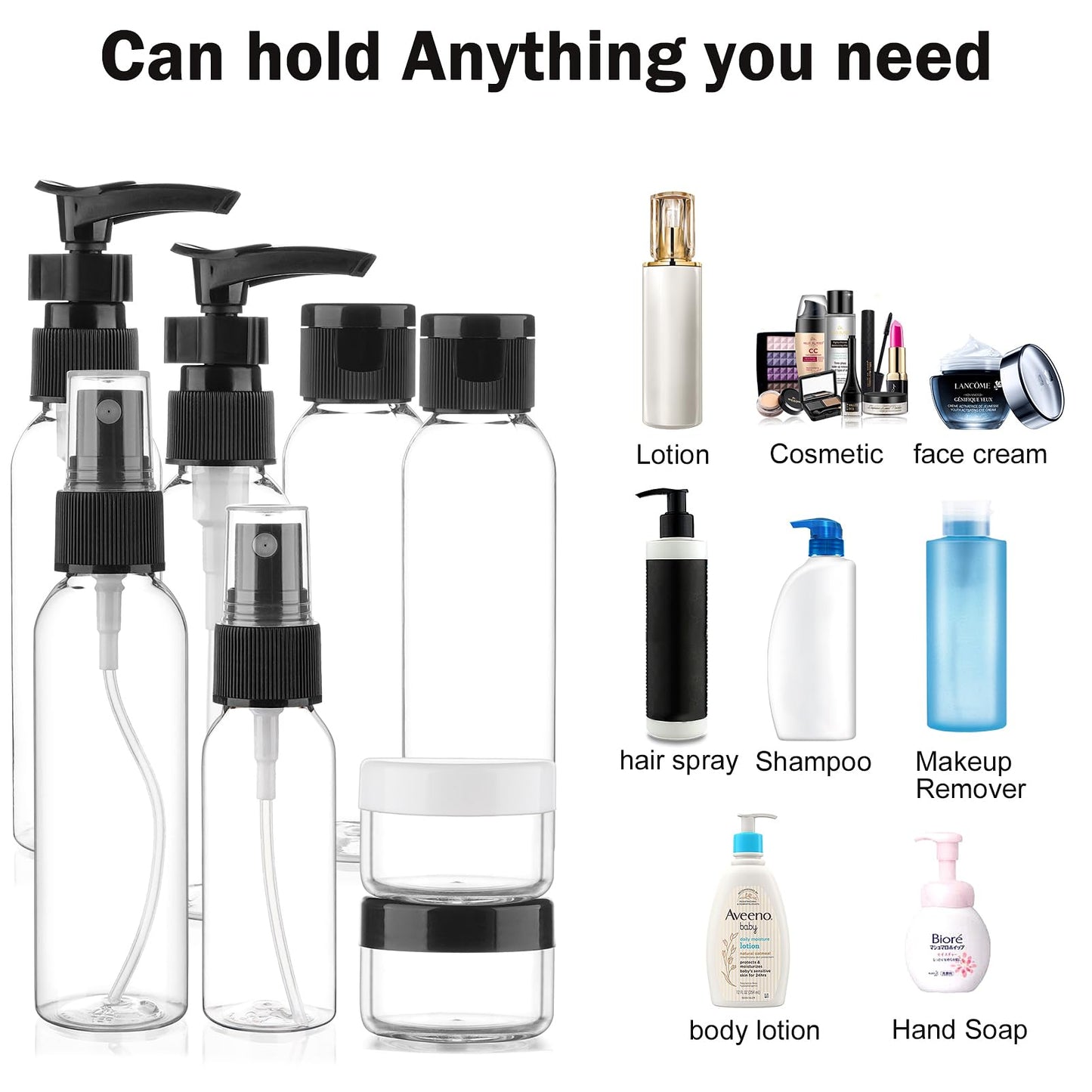 Cosywell 13-Piece 2 oz TSA Approved Travel Bottles for Toiletries Kit