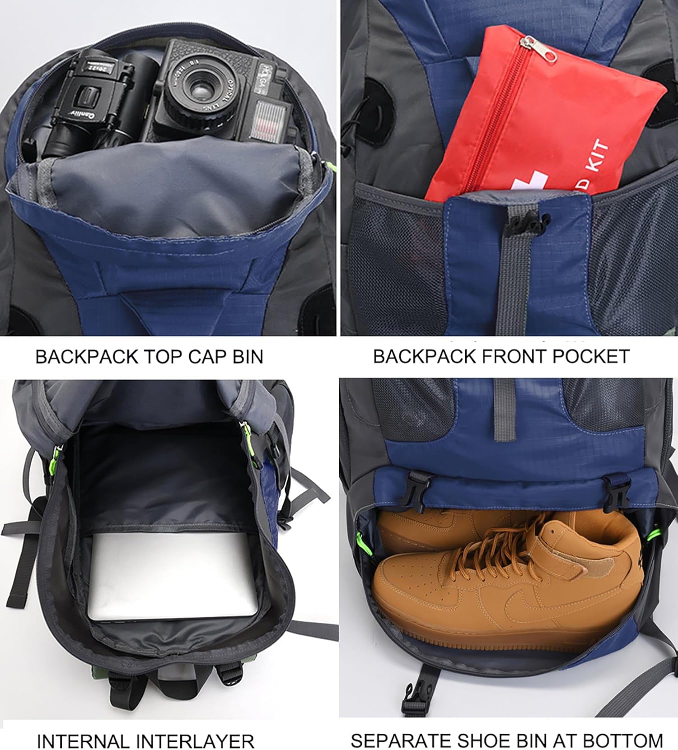 Bseash 50L Hiking Backpack, Water Resistant Lightweight Outdoor Sport Daypack Travel Bag for