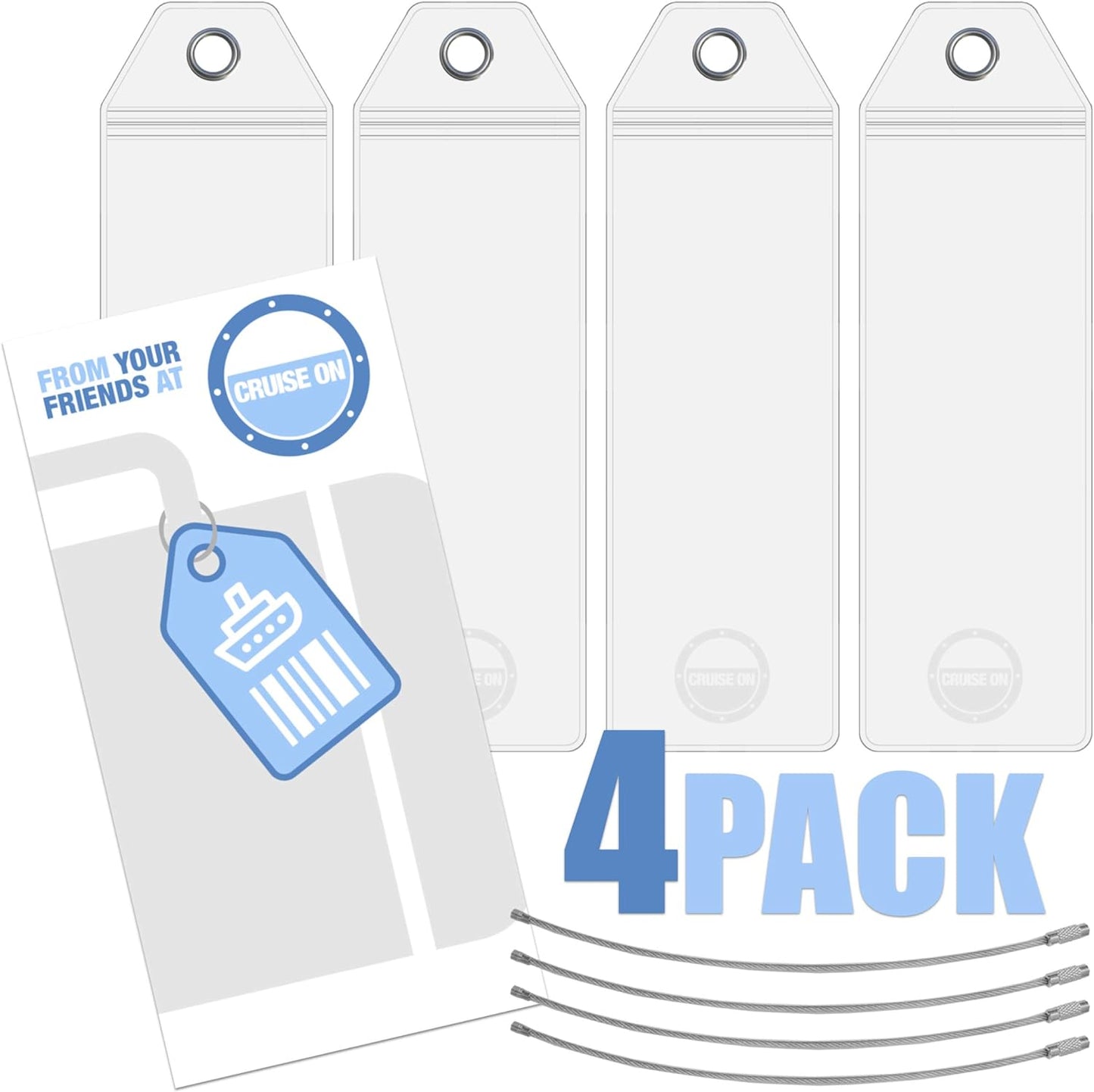 Cruise On Royal Caribbean Cruise Luggage Tag Holder (4 Pack) – Fits All Royal Caribbean Ships, Durable Travel ID Holders for 2025-2026 Cruises, Clear Waterproof Cruise Essentials
