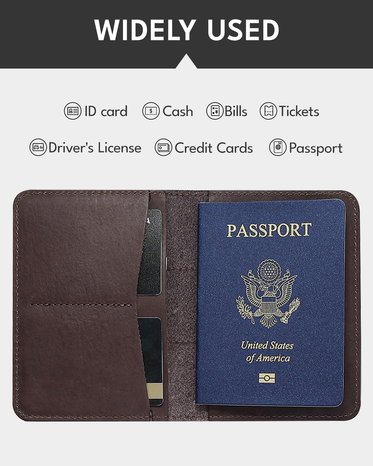 ALLIVE Passport Holder for Travel, Genuine Leather Passport Holder Women Men,Passport Cover Wallet,Travel Must Haves Airport Essentials Travel Gifts Brown
