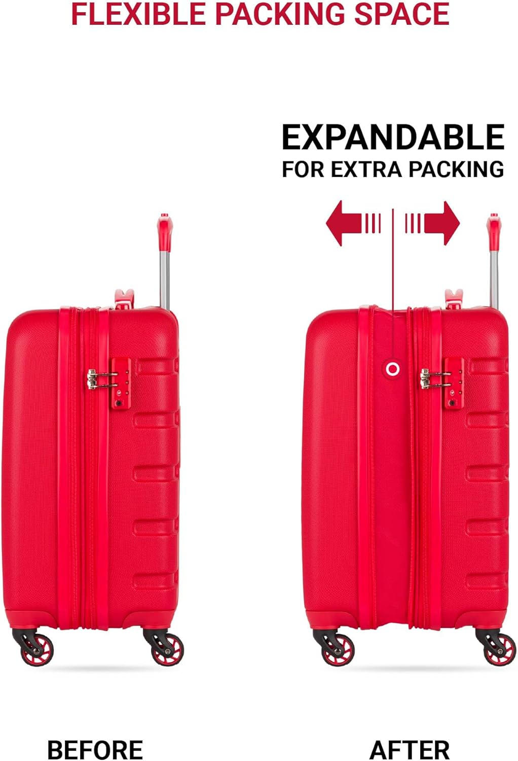 SwissGear 7366 Hardside Expandable Luggage with Spinner Wheels, Red, Carry-On 19-Inch