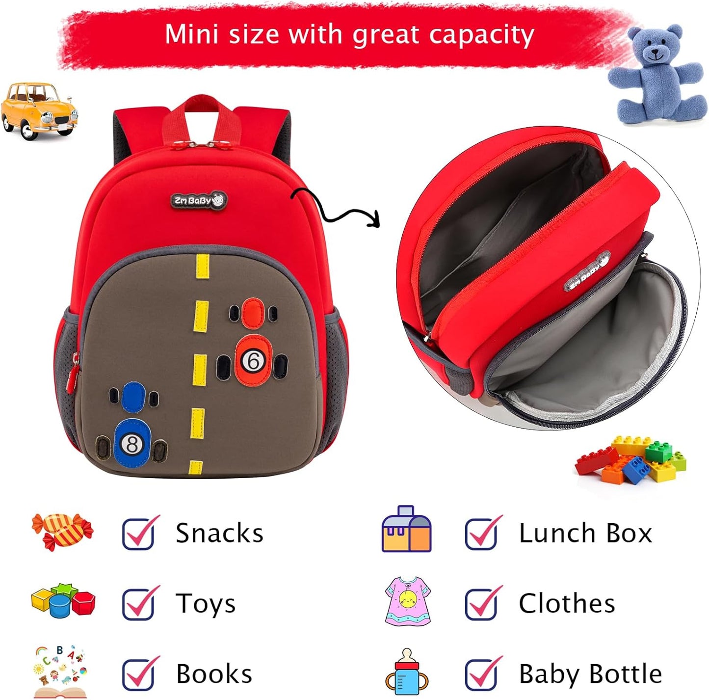Padgene Toddler Backpacks Kids Preschool Backpack Waterproof Neoprene Animal Schoolbag Lunch