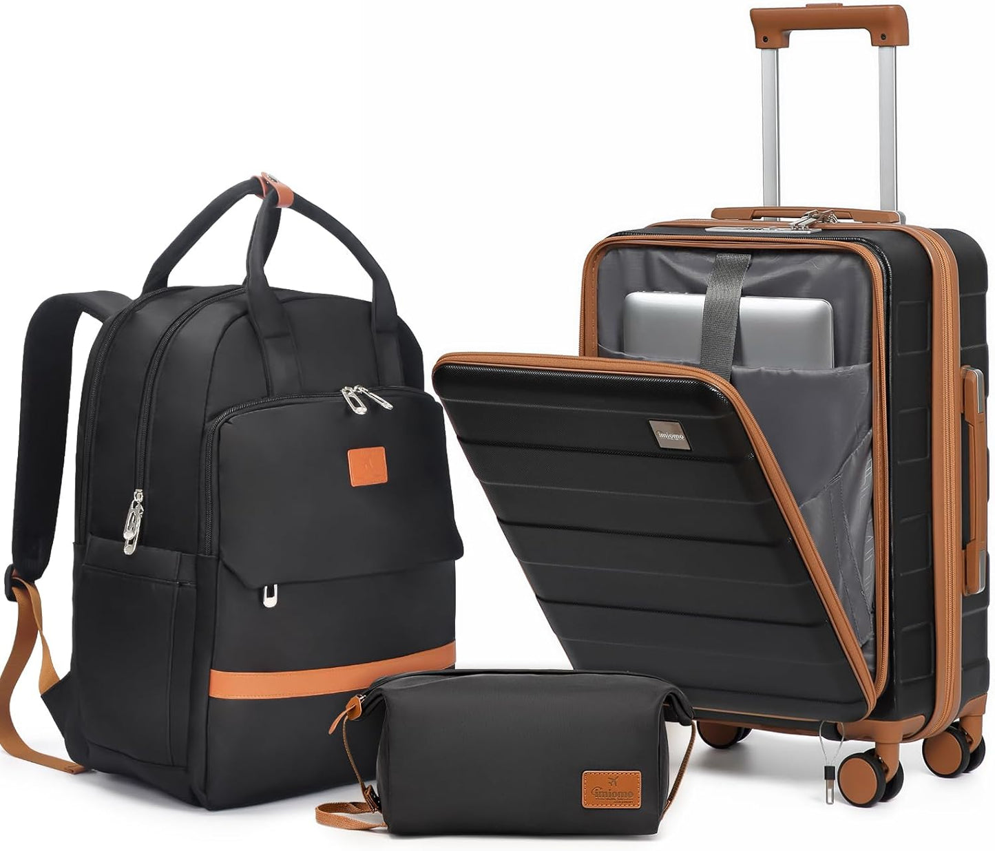 imiomo Carry on Luggage Airline Approved with TSA Lock, Hard Shell 20 Inch Travel Carry-on Suitcase with Spinner Wheels and Charging Port, Black