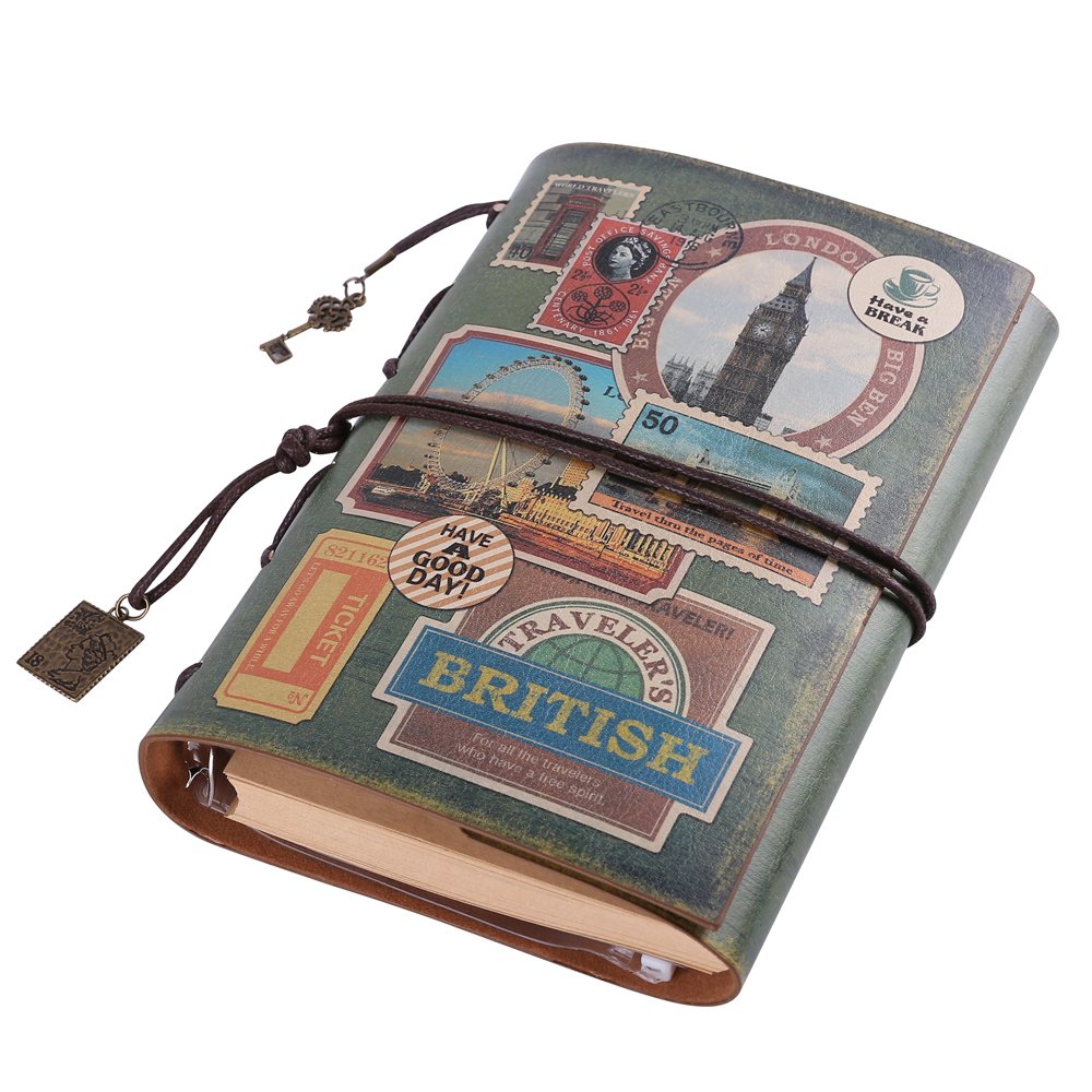 Refillable Journal Notebook, Vintage Travel Diary with Blank Pages, Gifts