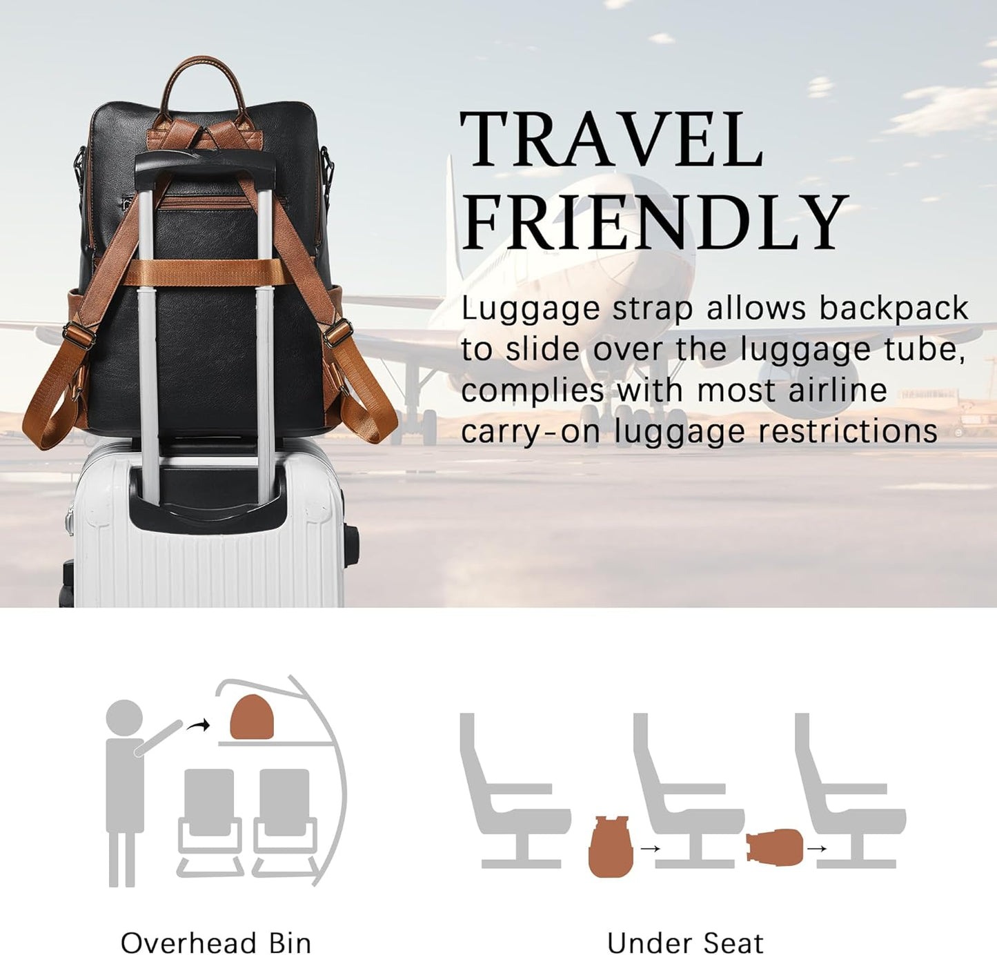 Shrrie Vegan Leather Laptop Backpack for Women 15.6 inch Work Backpack Fashion Travel Backpack Purse for Business College