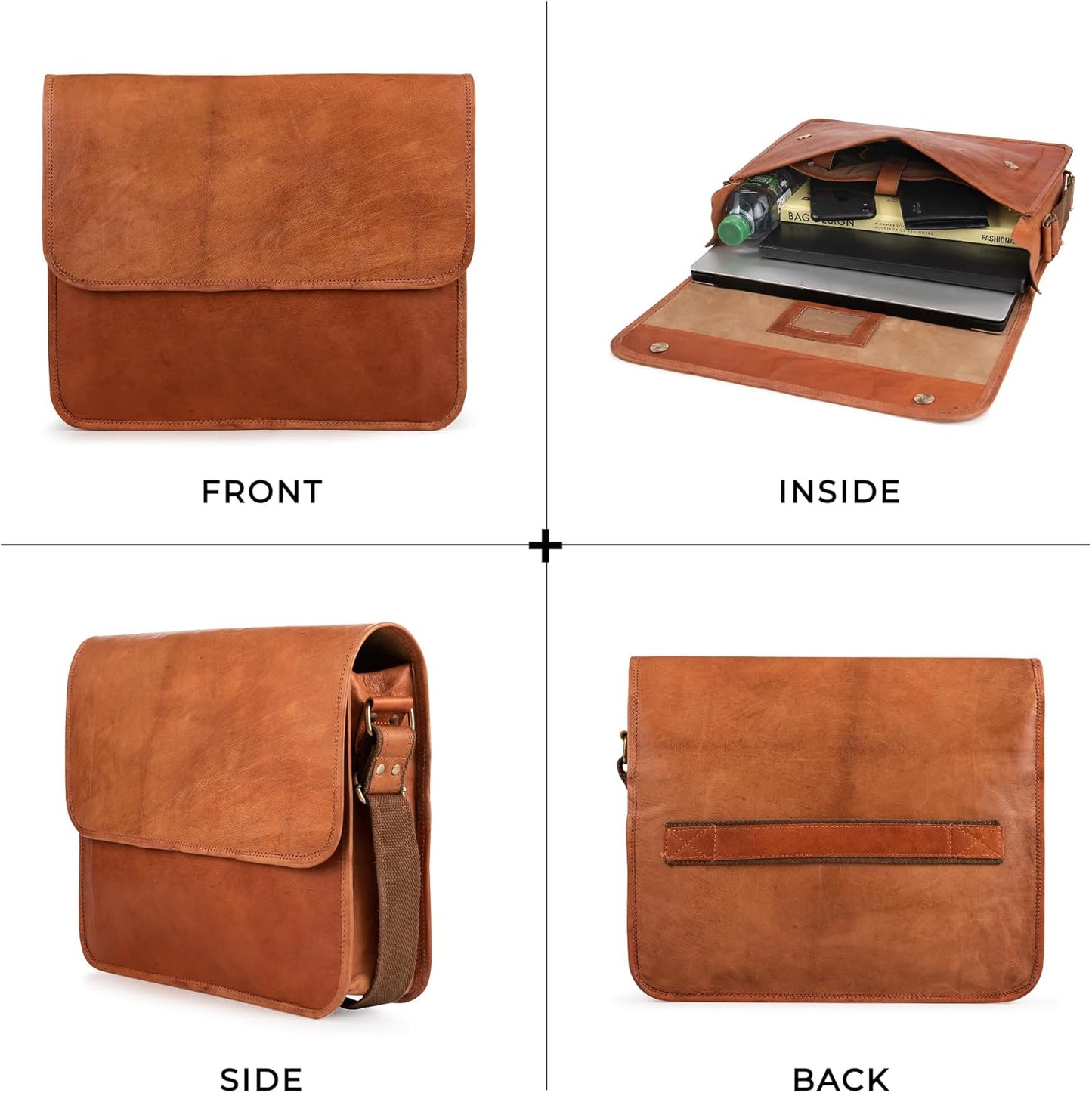 BERLINER BAGS Vintage Genuine Leather Messenger Bag Ghent, Laptop Bag, Work Bag, Briefcase for Men and Women - Brown