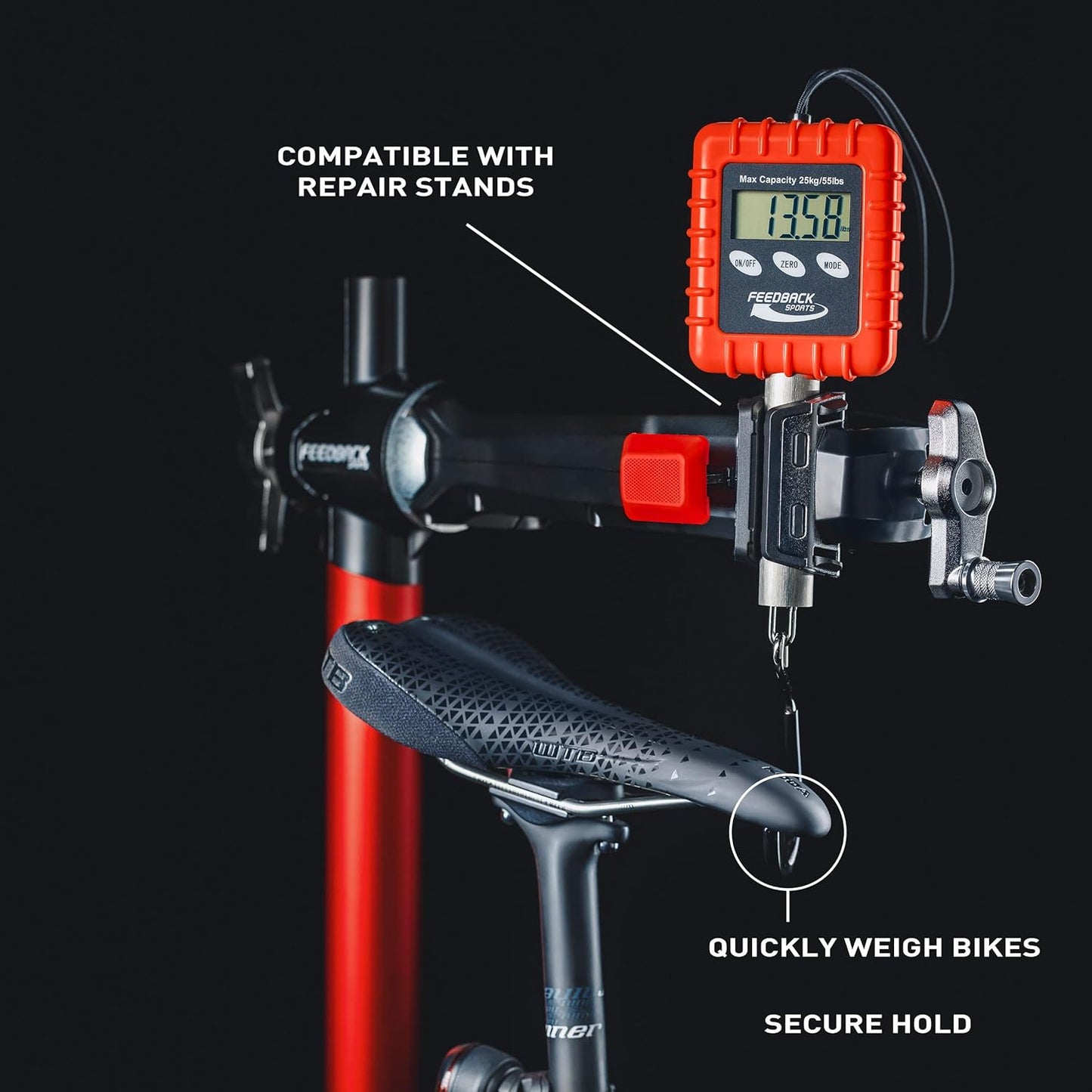 Feedback Sports | Alpine Digital Hanging Scale | for Bicycle, Backpacking, Gear, Luggage | Pounds, Ounces, Grams, Kilograms | 55lbs Capacity