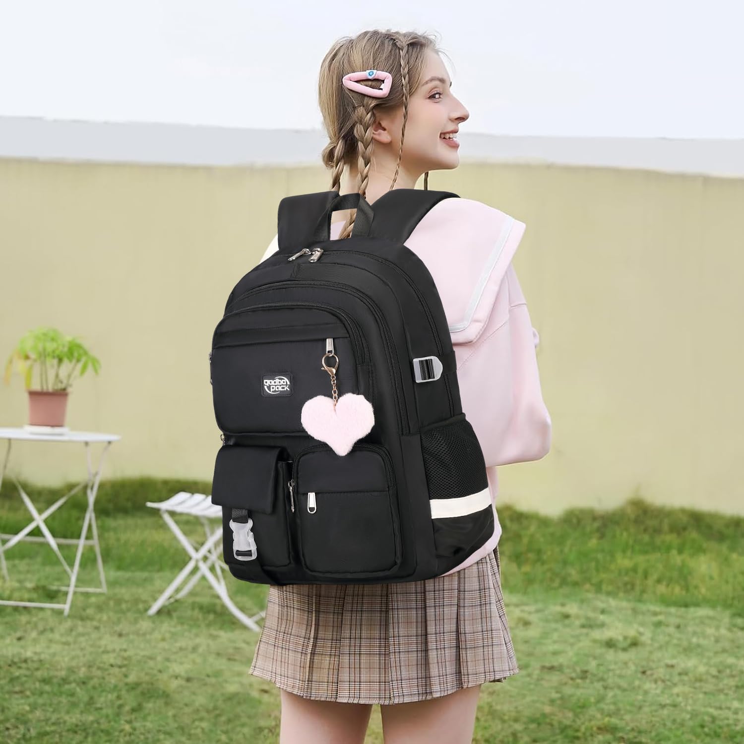 3PCS School Backpack For Student Women College Middle High Teen Girls Bookbag Waterproof Laptop Bag