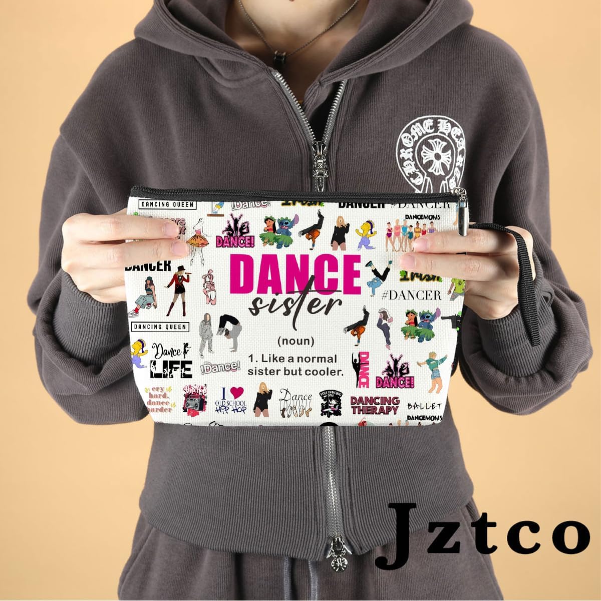 Jztco Dance Gifts Dance Sister Definition Cosmetic Bags Toiletry Bag Birthday Graduation Funny Makeup Bag Dancing Dancer Gifts for Women Teens Girls Girlfriend Sister Friend Daughter