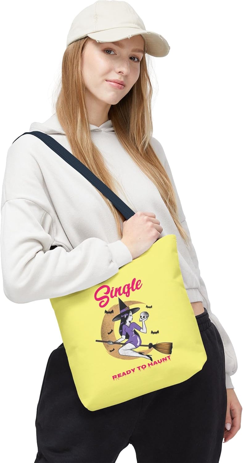 Single and Ready to Haunt Tote Bag, Halloween Tote for Singles, Witchy Accessories, Breakup Gift