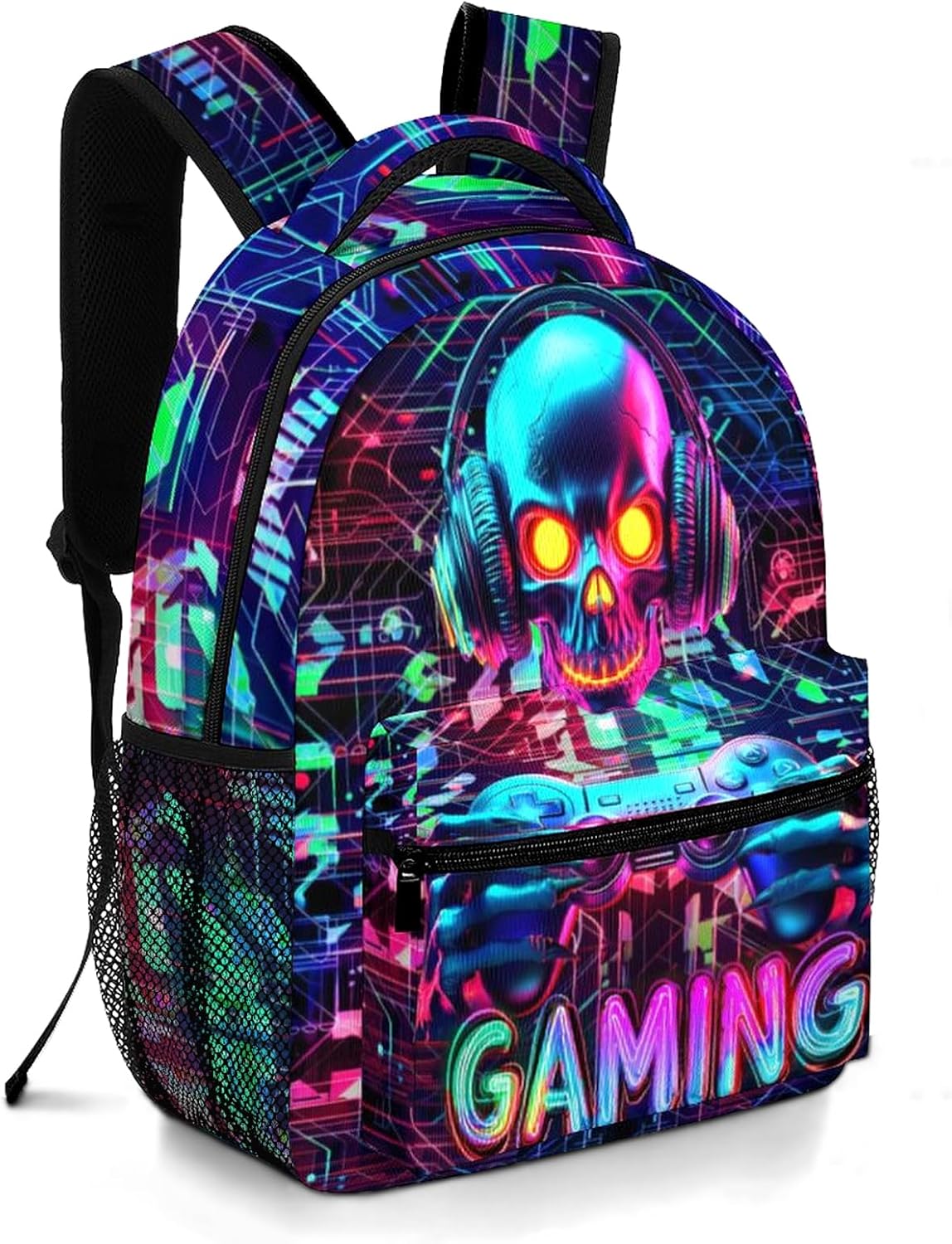 Kids Backpack for Boys Game Boys School Backpack for Kid Children Teens Elementary Middle School Students Kids' Backpacks Ages 6-18 Video Game Skull Bookbag Travel Back Pack