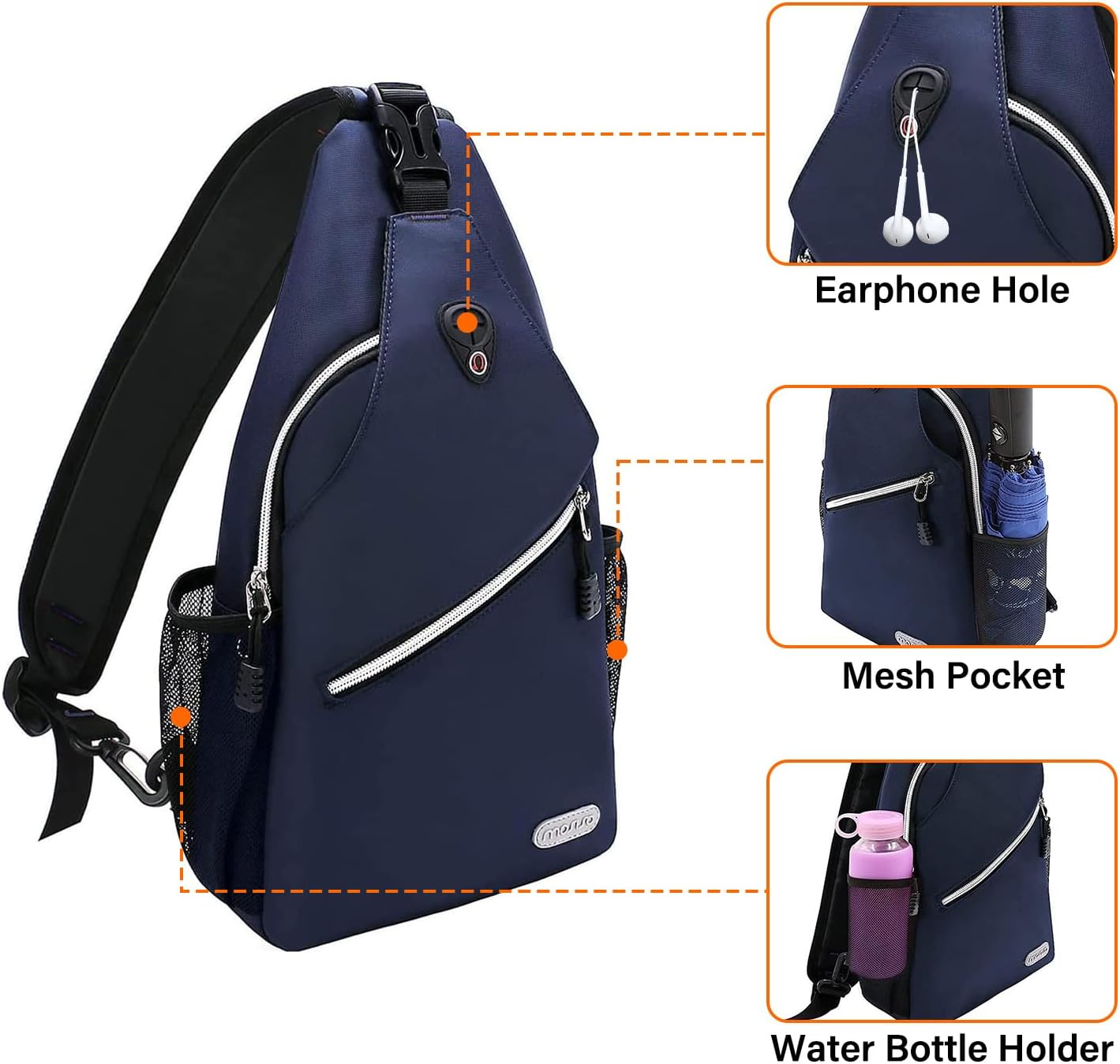 MOSISO Sling Backpack, Multipurpose Crossbody Shoulder Bag Travel Hiking Daypack