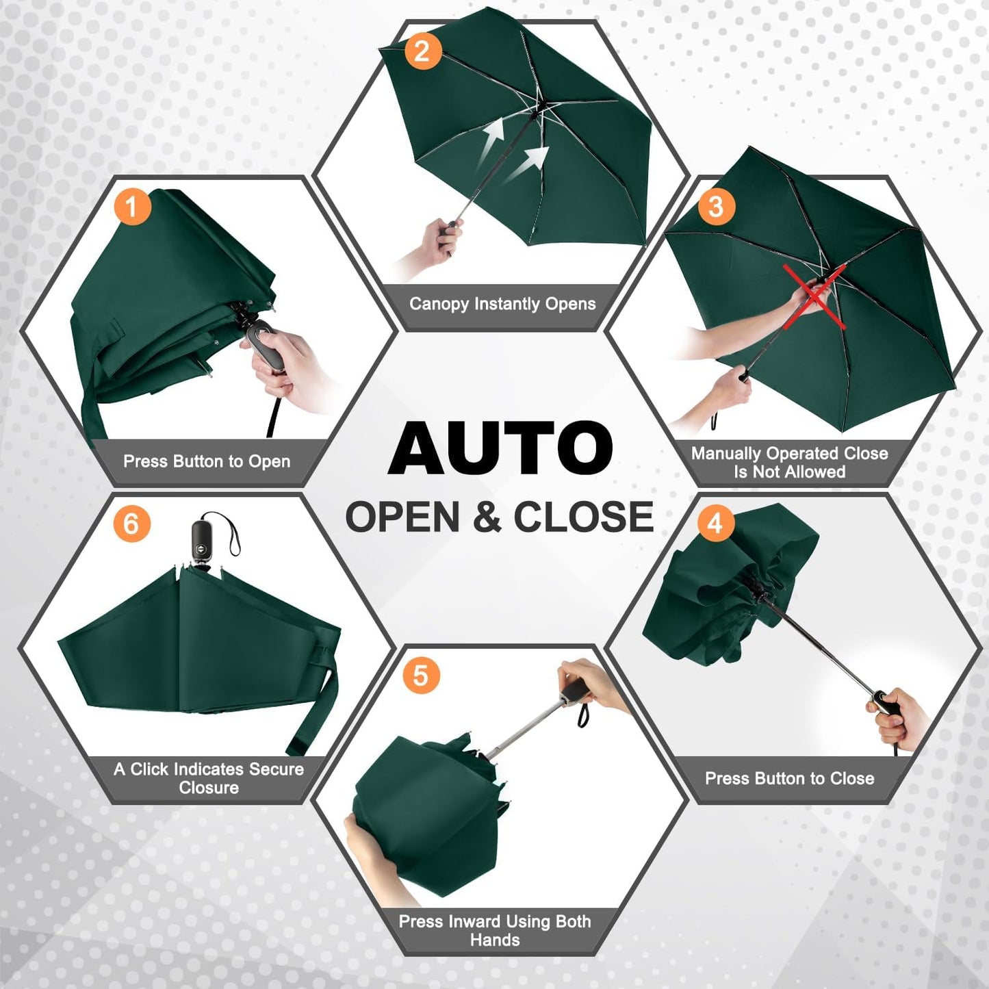 Lejorain Mini Umbrella for Travel Automatic - Folding Compact Flat Umbrella Lightweight Strong