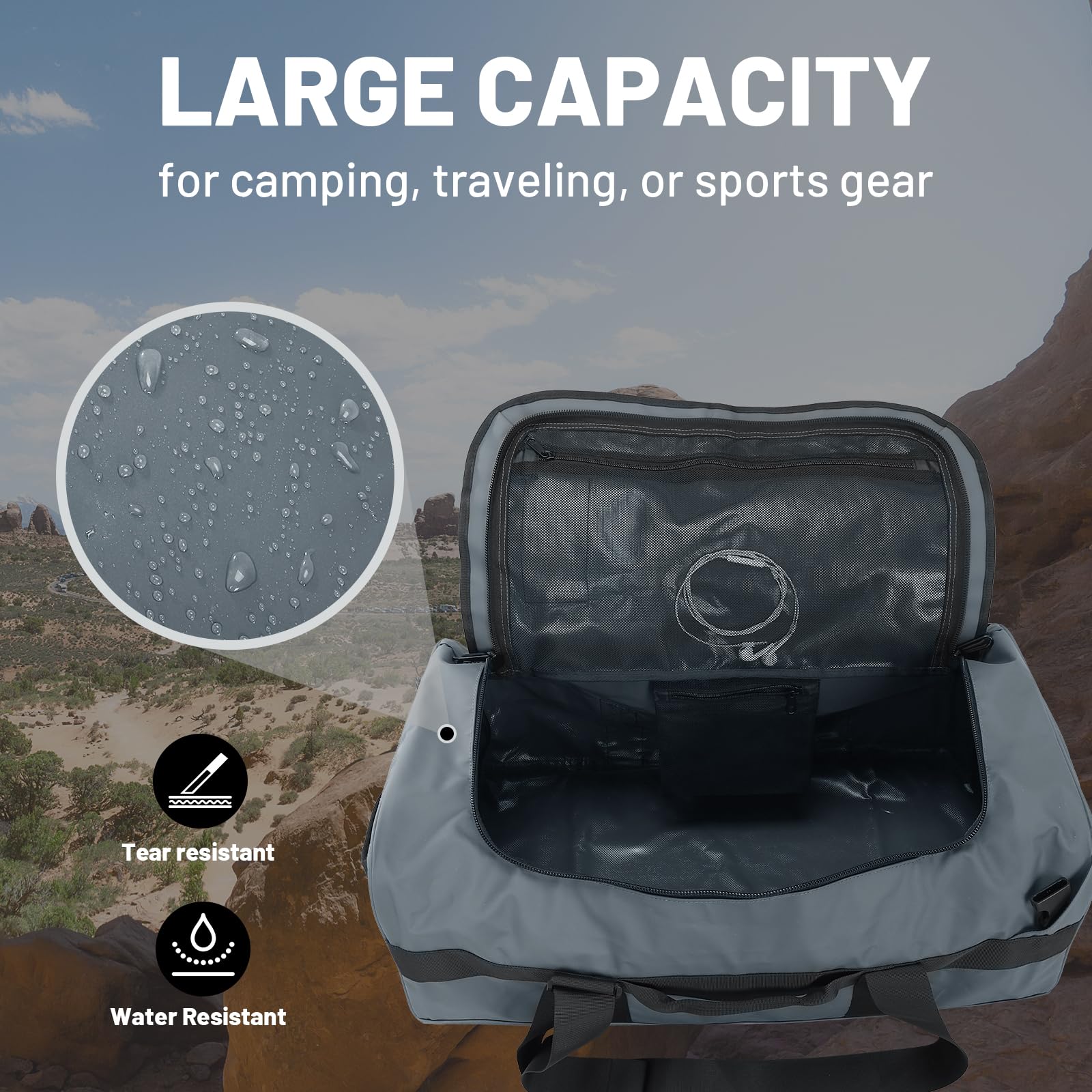 MIER 40L/60L/90L Water Resistant Backpack Duffel, Heavy Duty Duffle Bags
