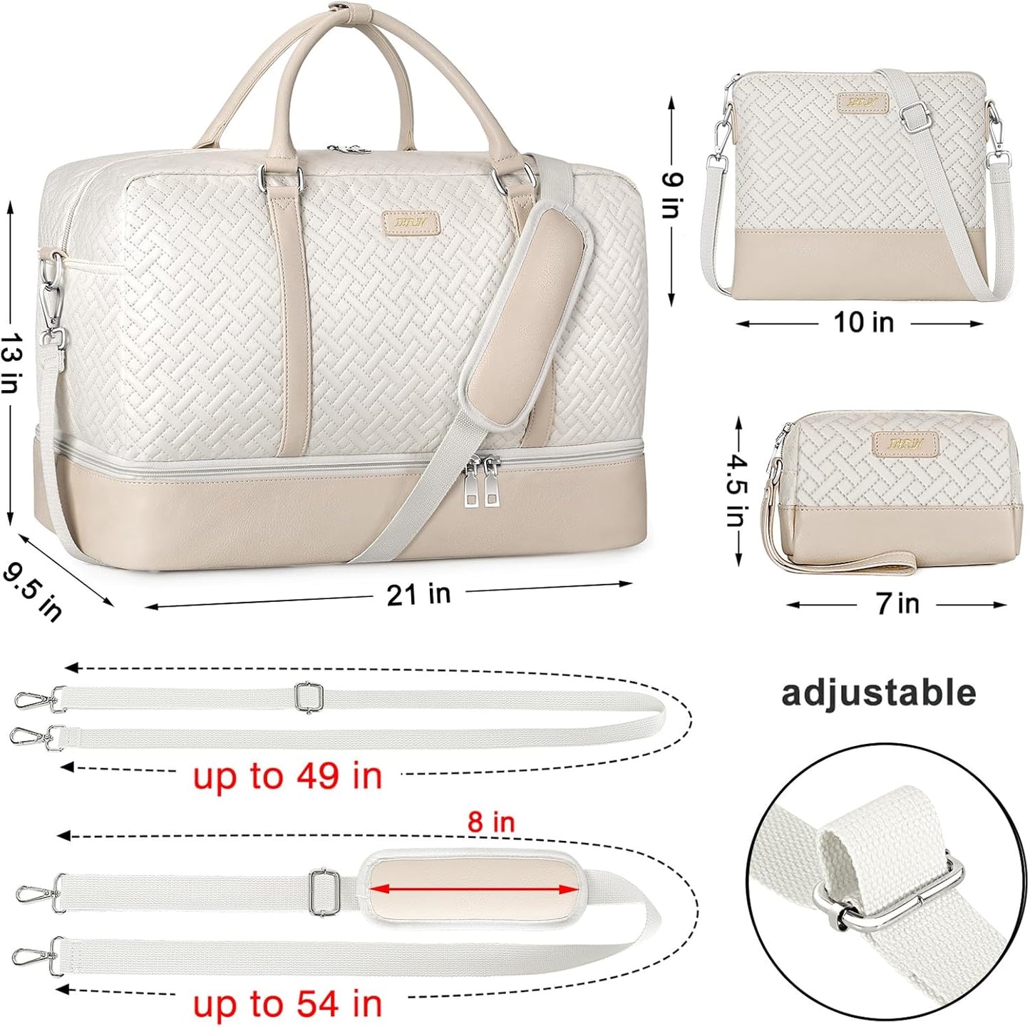 IBFUN Weekender Bags for Women, 21" Weekender Travel Bag, Travel Duffle Bag with Shoe Compartment Carry on Overnight Duffel Bag for Weekend Travel Business Trip, 3PCS