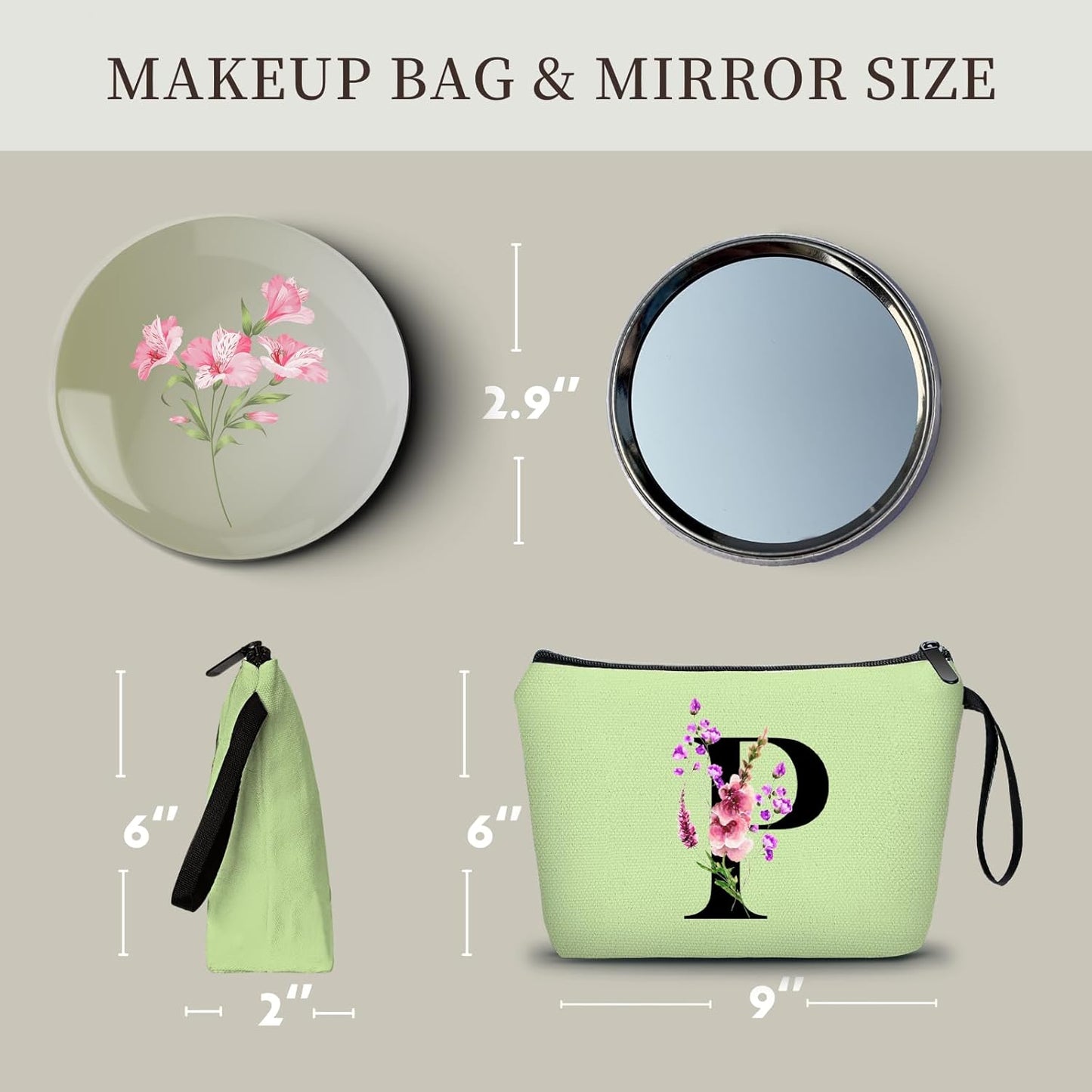 Birthday Inspirational Bridesmaid Proposal Team Small Gifts for Women Mom Aunt Teacher Sister Coworkers Makeup Cosmetic Bag Travel with Mirror Mothers Day Christmas Graduation P