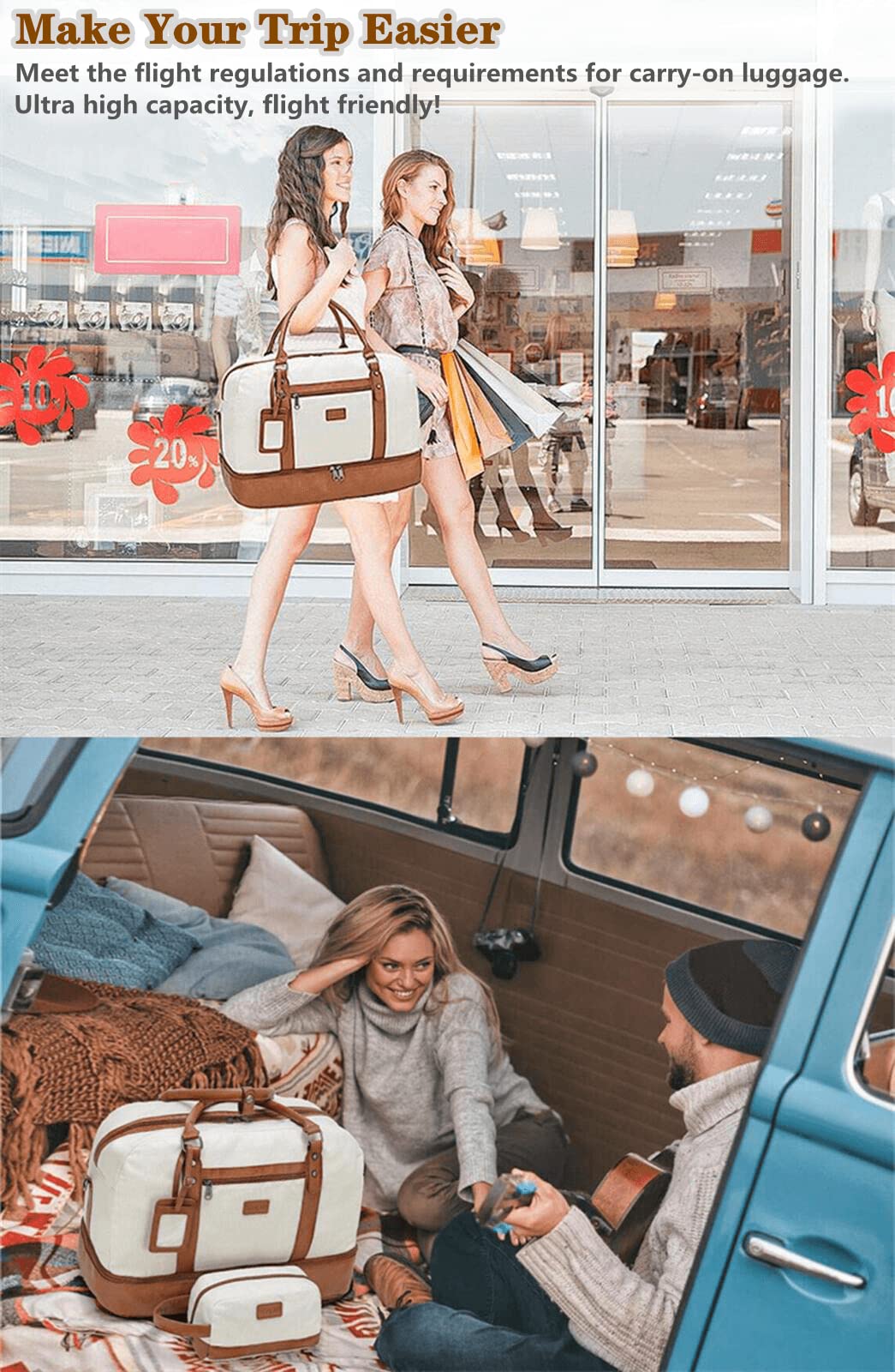 4PCS Weekender Bags for Women Large Overnight Weekend Travel Duffel Bags