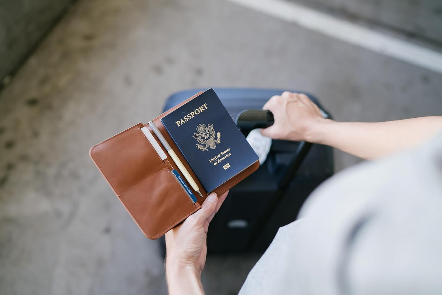 Distil Union Passport Cover+ | RFID-Shielded Premium Full-Grain Leather | Fits Passport, Cards, Cash, and More | Slim Travel Wallet and Organizer (Brown)