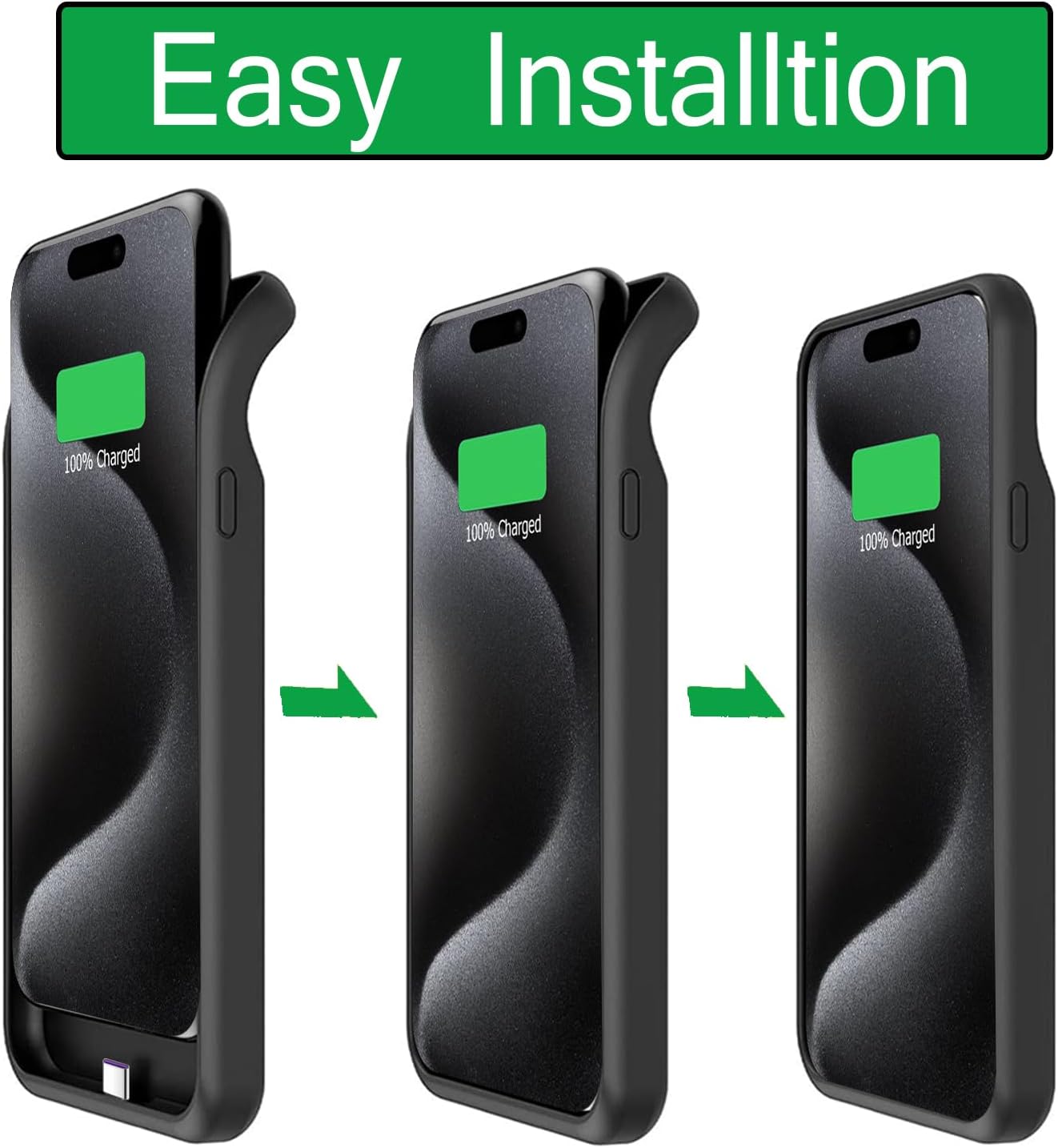 Battery Case for iPhone 15 Pro Max, Upgraded 9000mAh Rechargeable Portable Charging Case with Carplay Compatible with iPhone 15 Pro Max (6.7 inch) Extended Battery Pack Protective Charger Power Cover
