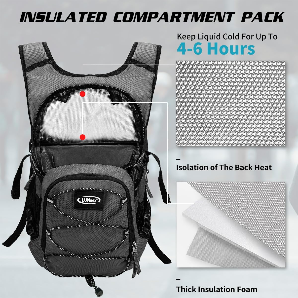 Hydration Backpack with 3L Water Bladder, Insulated Running Hydration Pack Hydropack, Lightweight