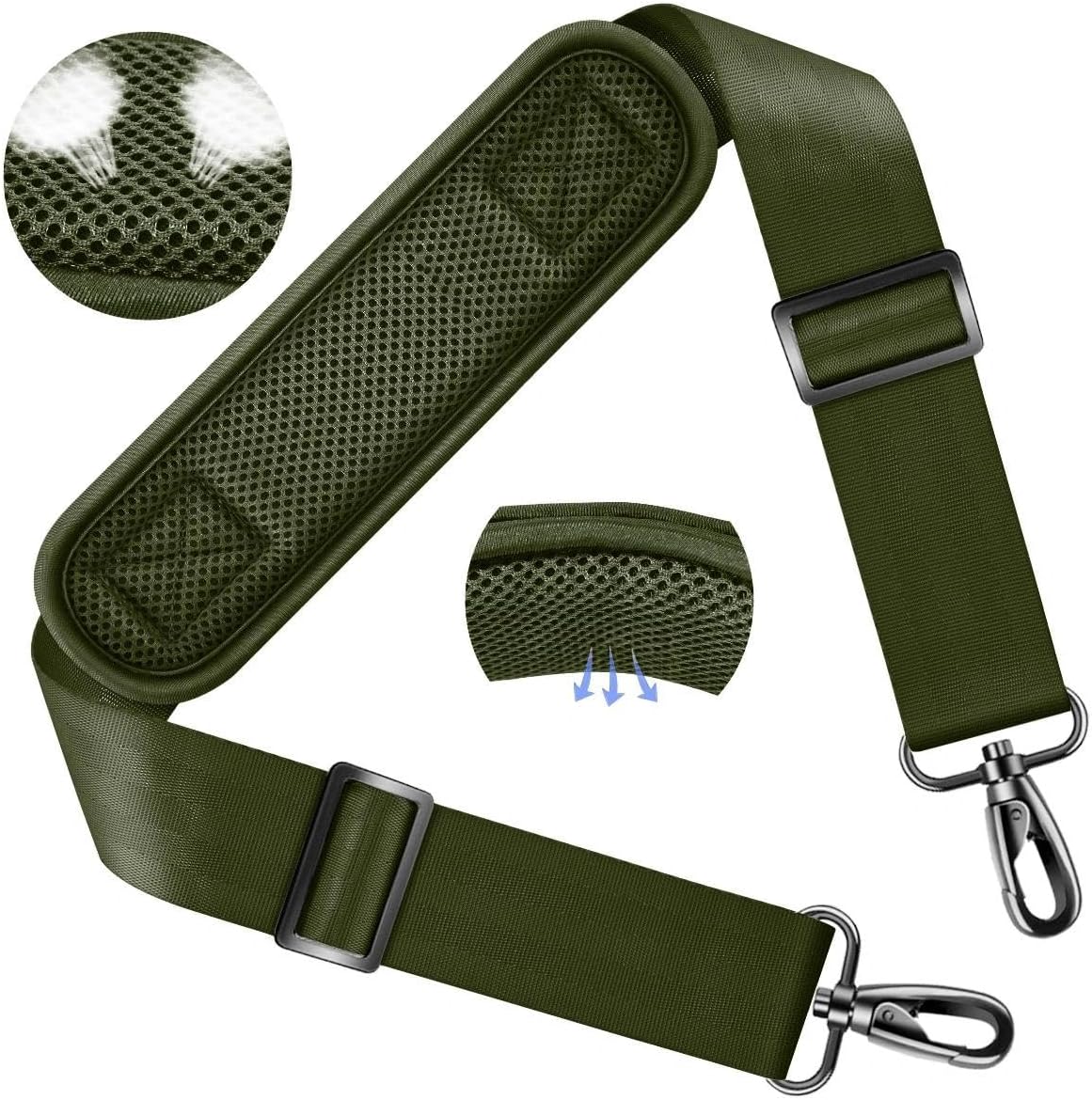 ZINZ Shoulder Strap 58" Ultra-Thick Fixed Padded and Adjustable Buckles Crossbody Strap for Briefcase Laptop Bag Luggage