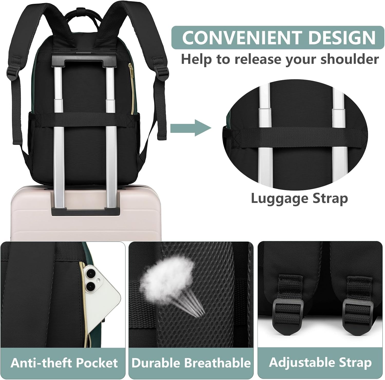 Laptop Backpack for Women Work Bag - 15.6 inch Travel Backpack with USB Charger College Bookbag