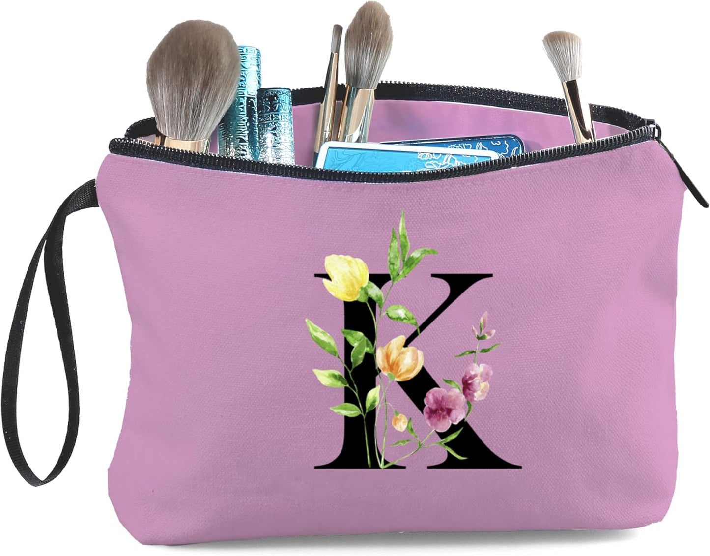Birthday Thank You Appreciation Monogrammed Gifts for Mom Aunt Teacher Sister Friend Coworkers Bride Bridesmaid Makeup Cosmetic Bag with Mirror Mothers Day Christmas Graduation K