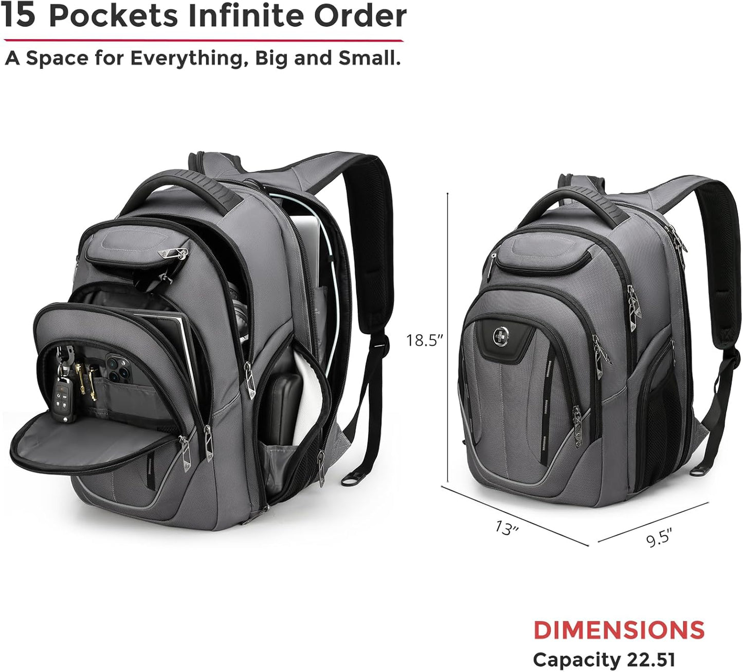 Swissdigital Design TSA Business Laptop Backpack For Men,Travel Backpack With USB Charging
