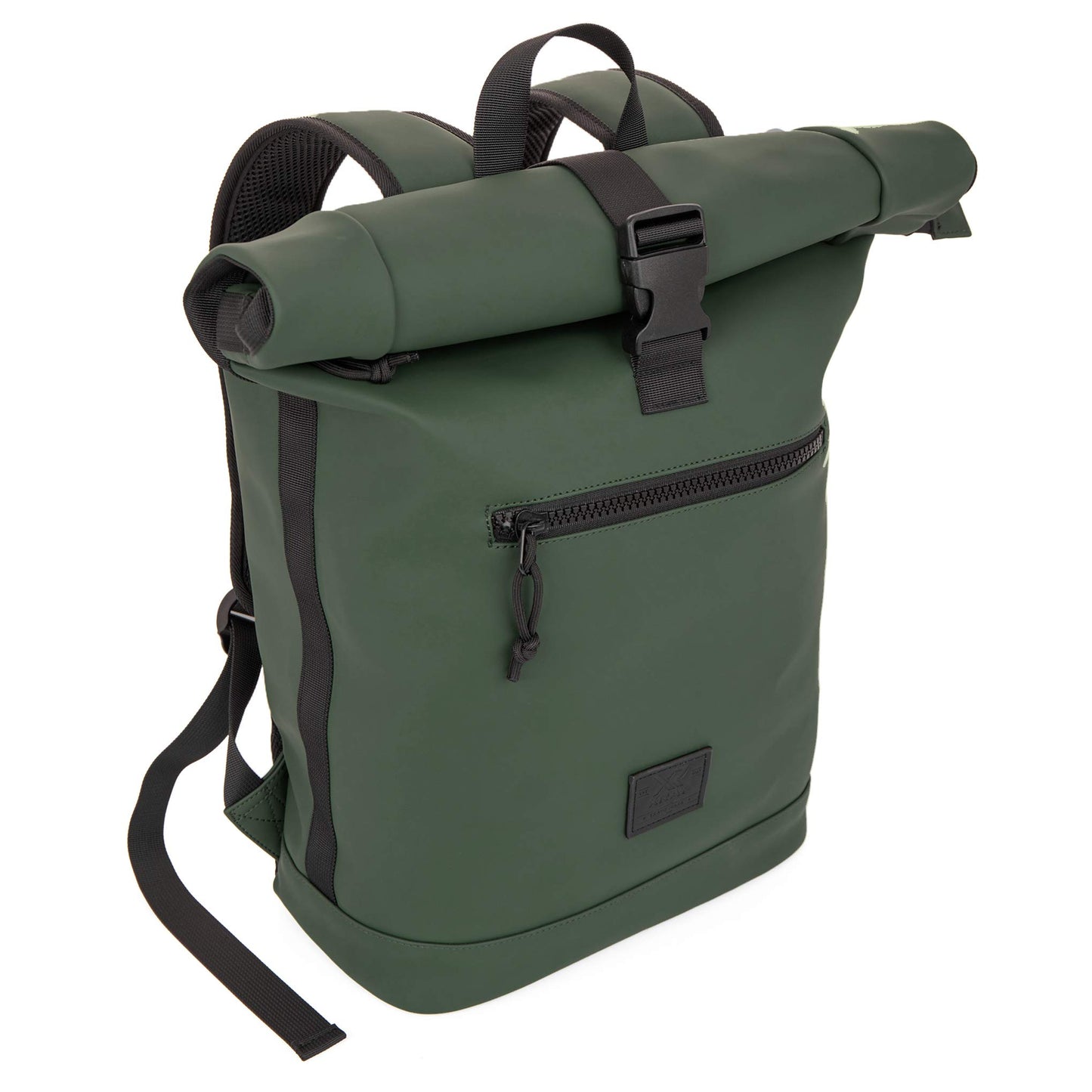 X RAY Roll Top Laptop Backpack for Men Women, PU Leather Expandable Roll Up Backpack Capacity