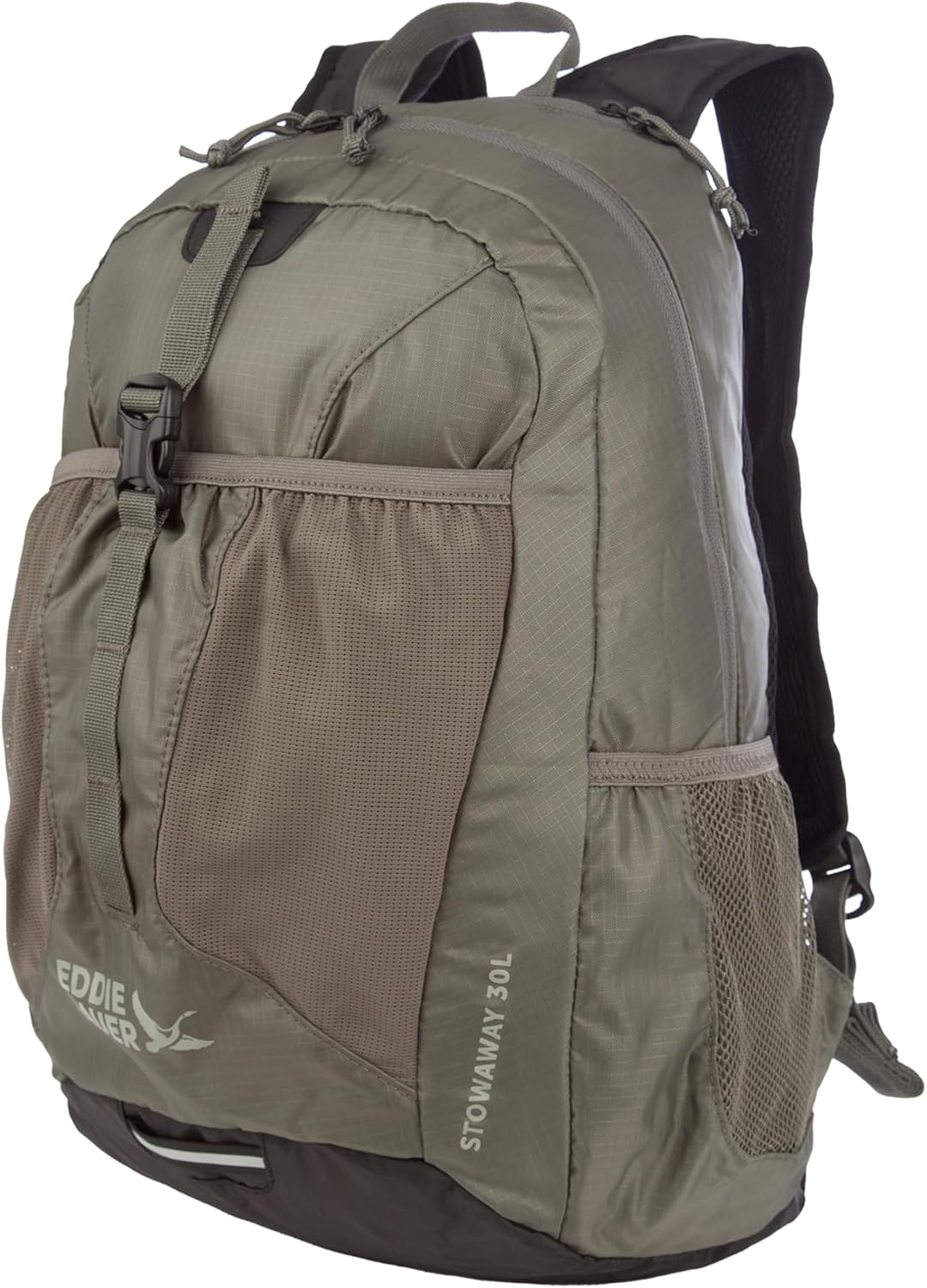 Eddie Bauer Stowaway Packable Backpack 30L with Water Resistant Finish and 2 Mesh Side Pockets for Water Bottles - Spruce