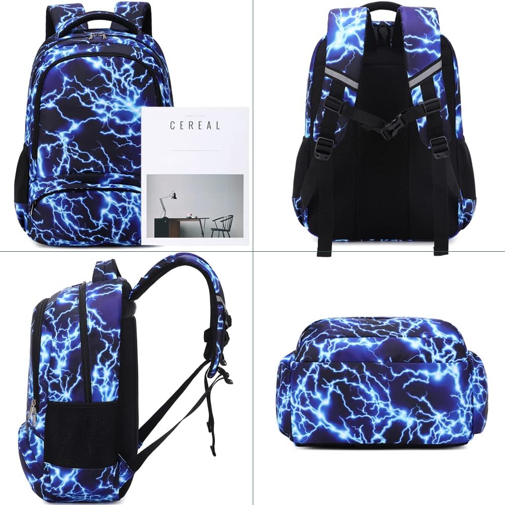 Boys Backpack for Elementary Middle School Backpacks for Kids Boys Girls Bookbag for Teens Lightning School Bags